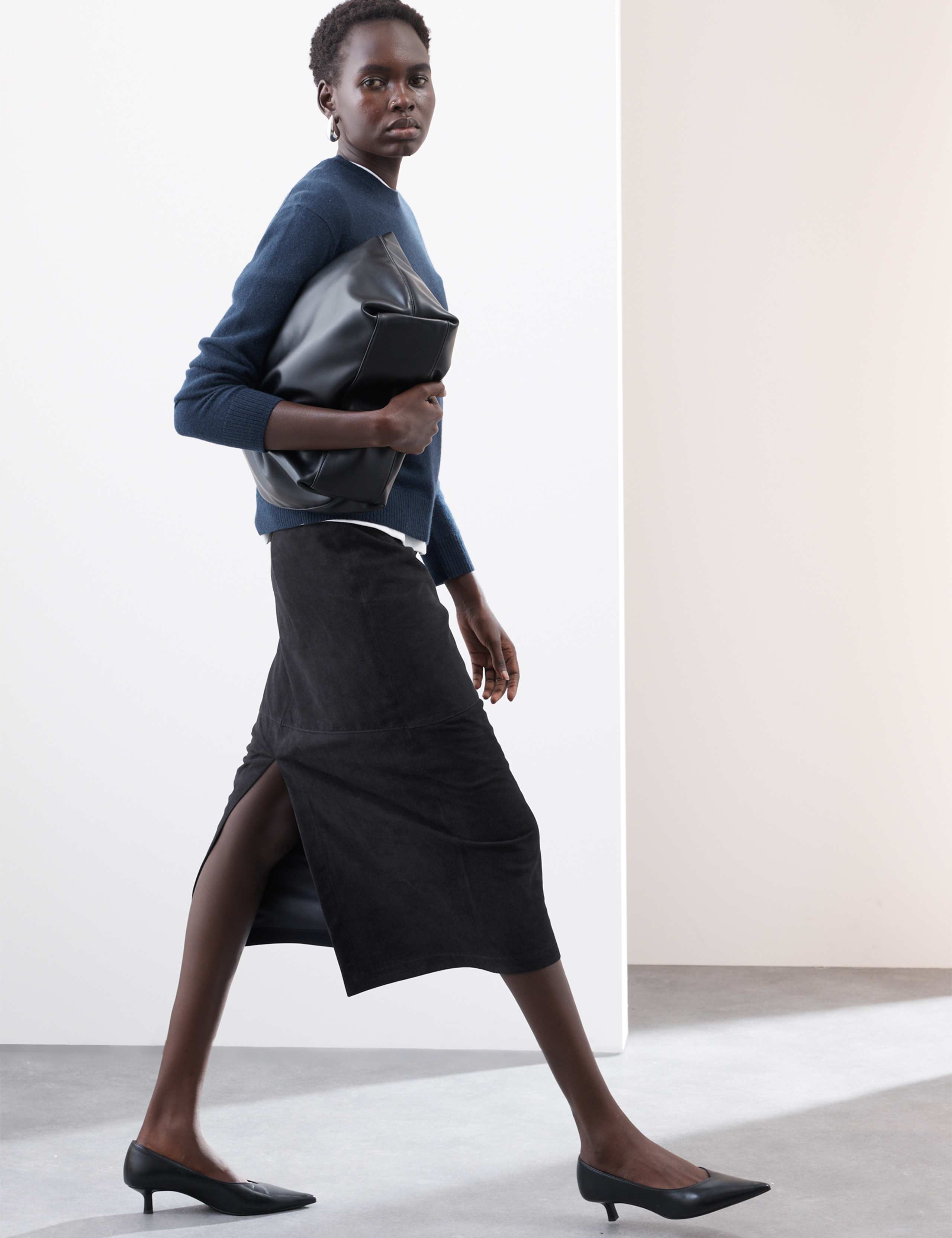 Suede Midi A-Line Skirt 5 of 7