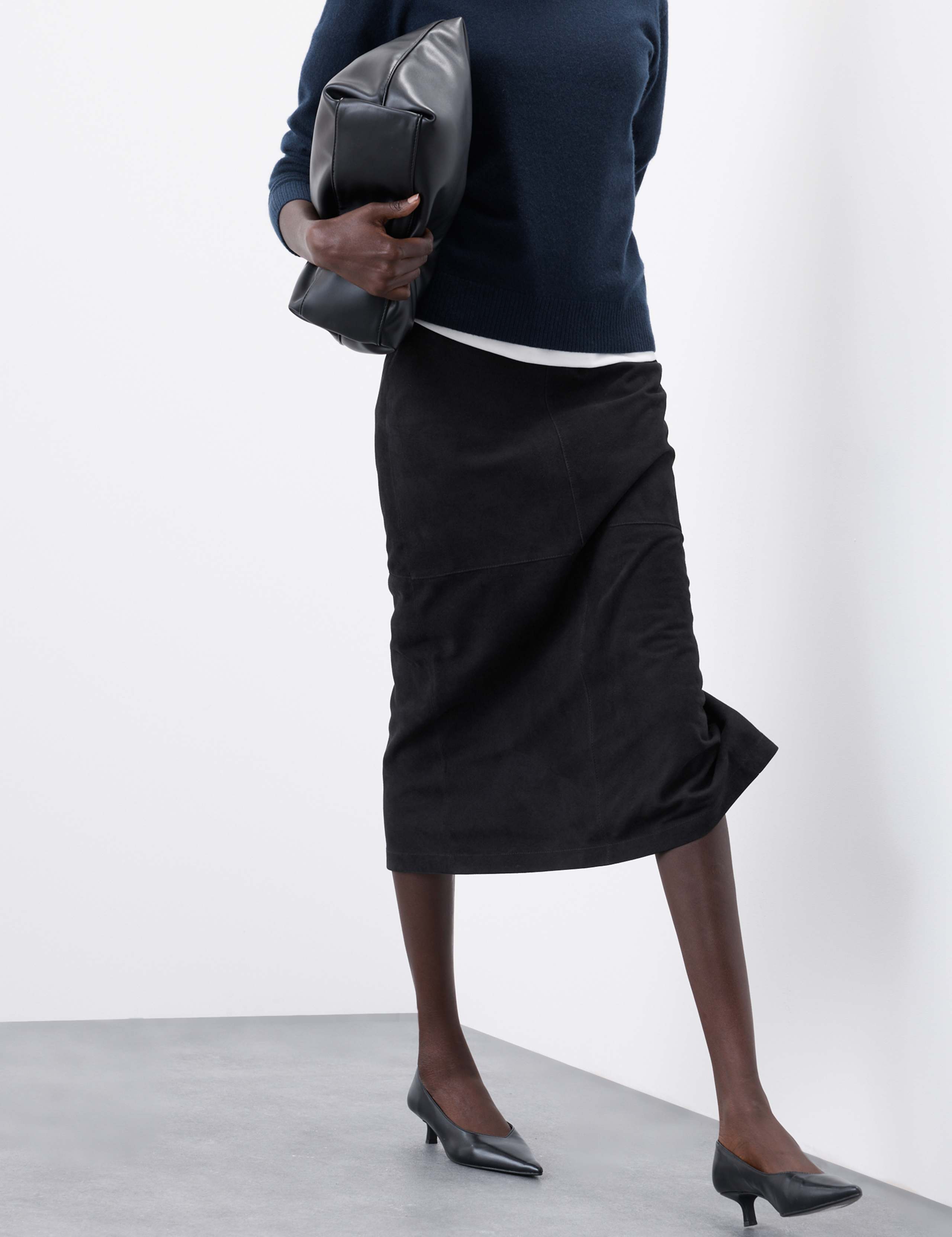 Suede Midi A-Line Skirt 7 of 7