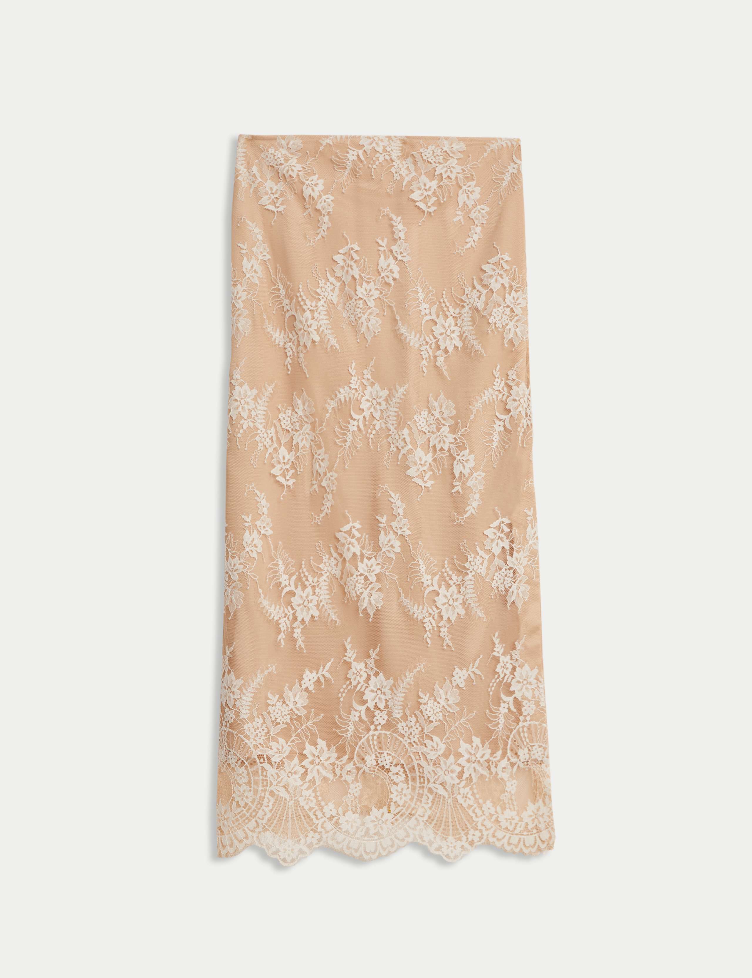 Lace Side Split Midi A-Line Skirt 2 of 5