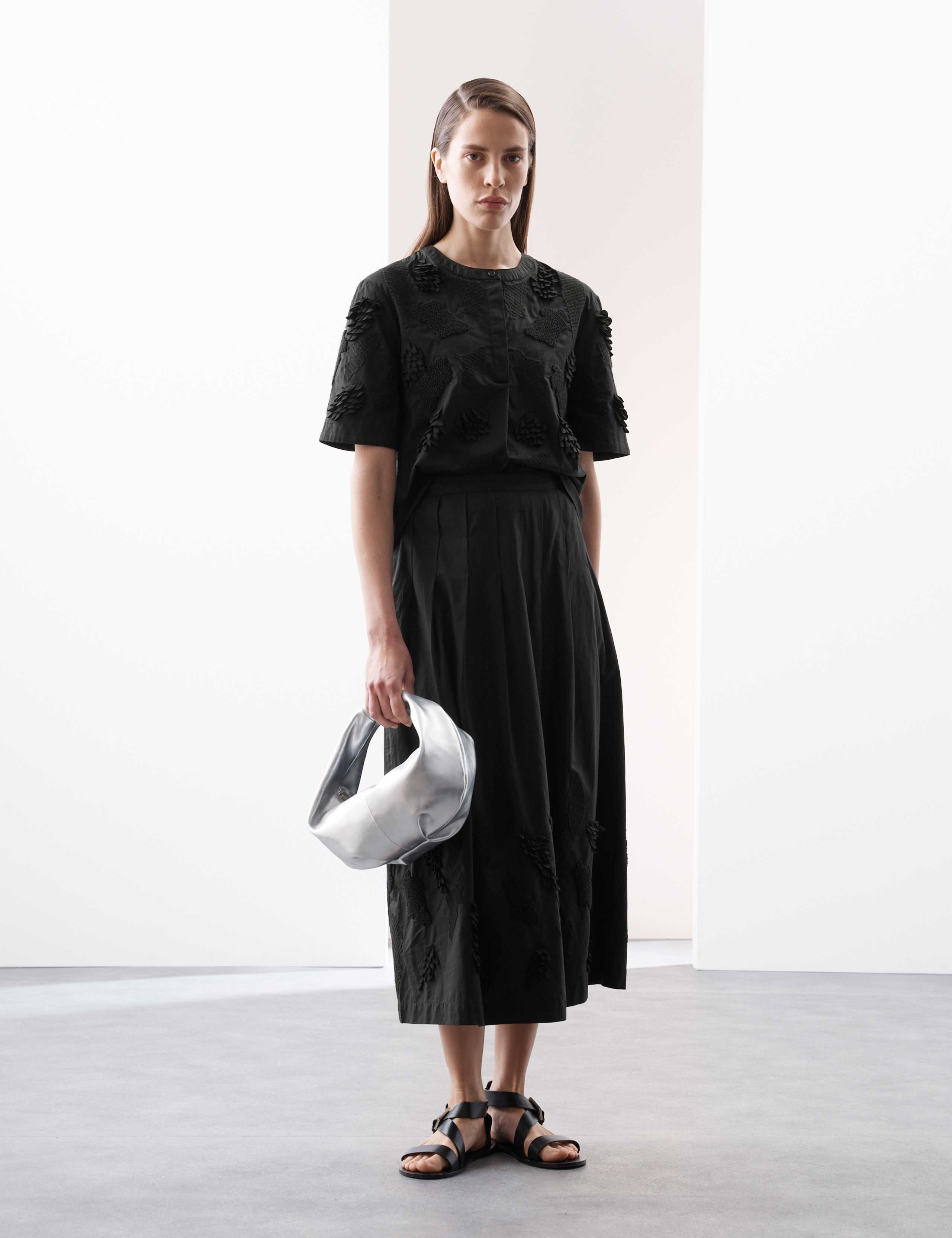 Pure Cotton Embroidered Midi A-Line Skirt 3 of 6