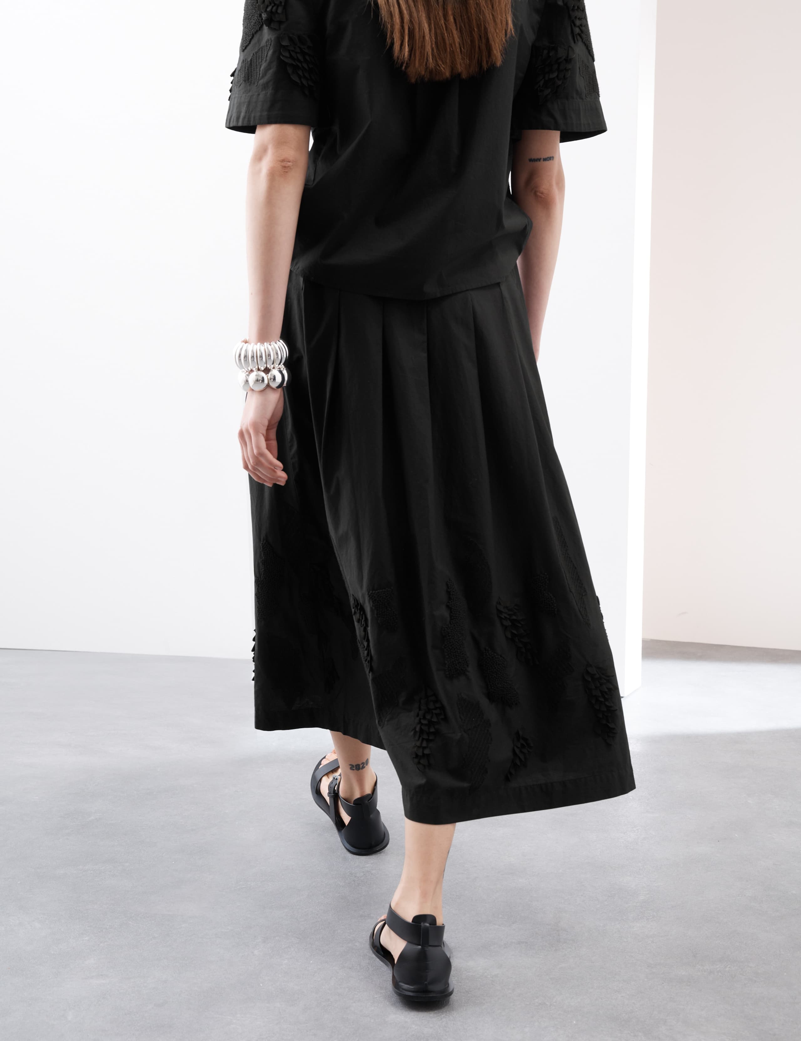 Pure Cotton Embroidered Midi A-Line Skirt 6 of 6