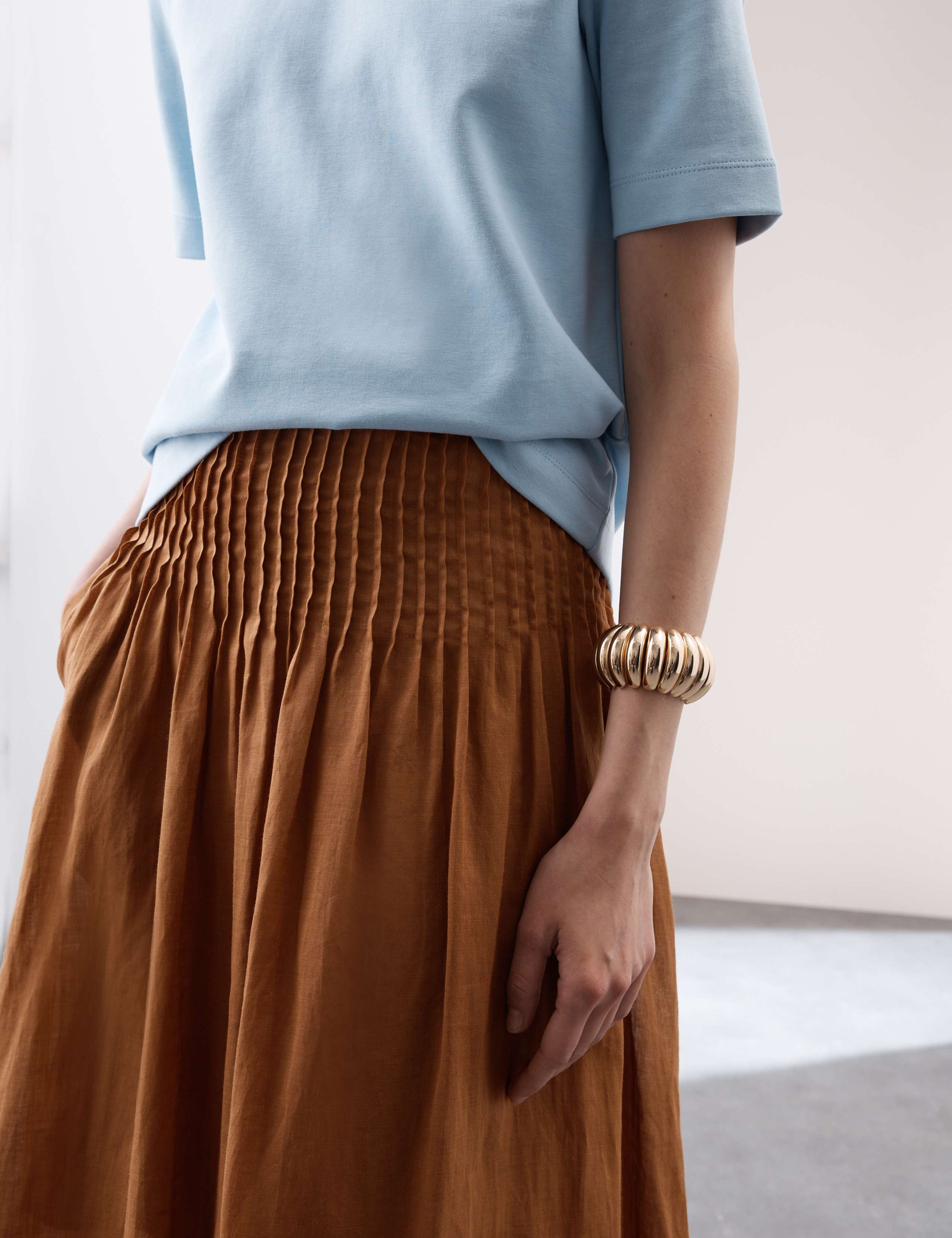 Pure Ramie Pintuck Maxi Circle Skirt 3 of 6