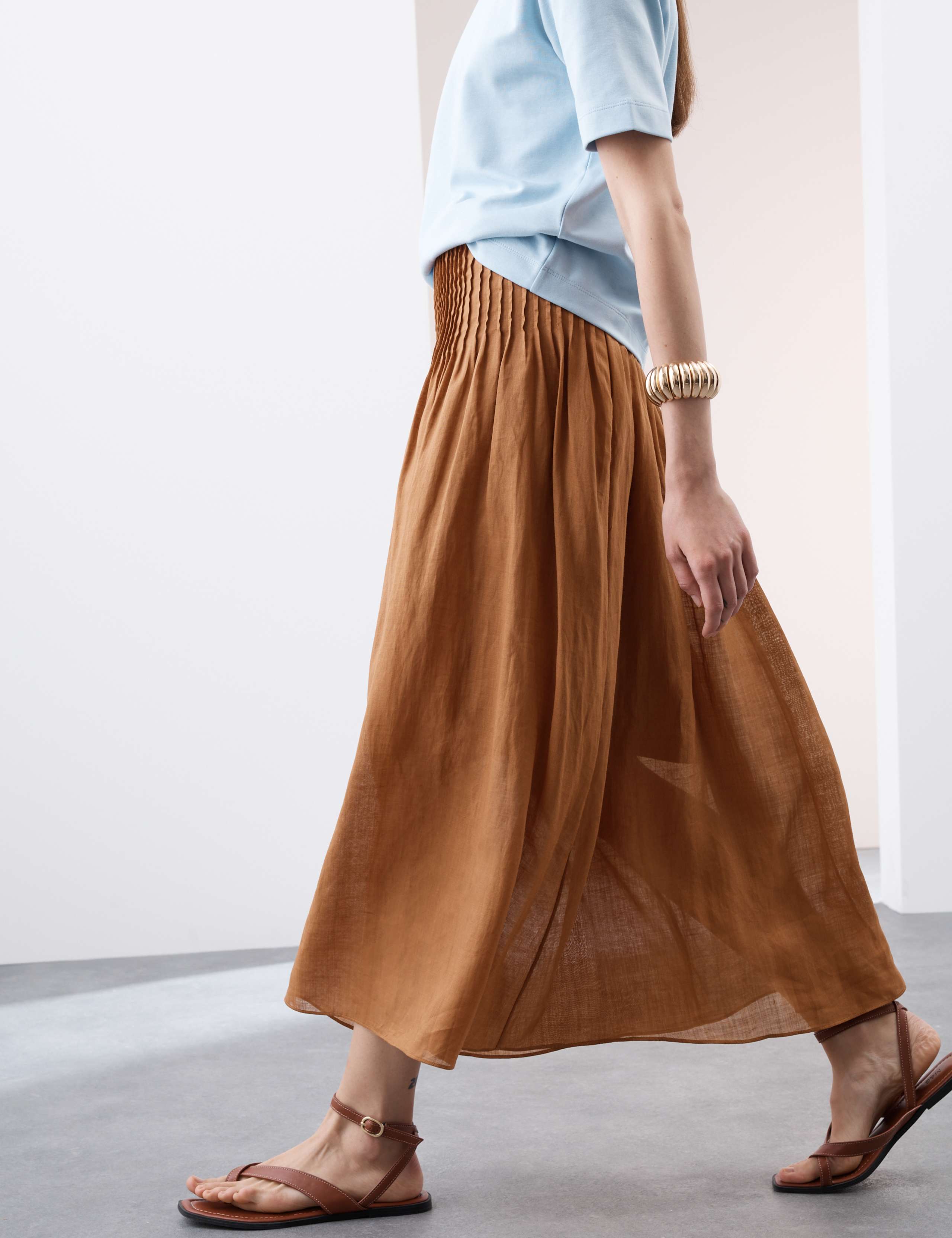Pure Ramie Pintuck Maxi Circle Skirt 4 of 6