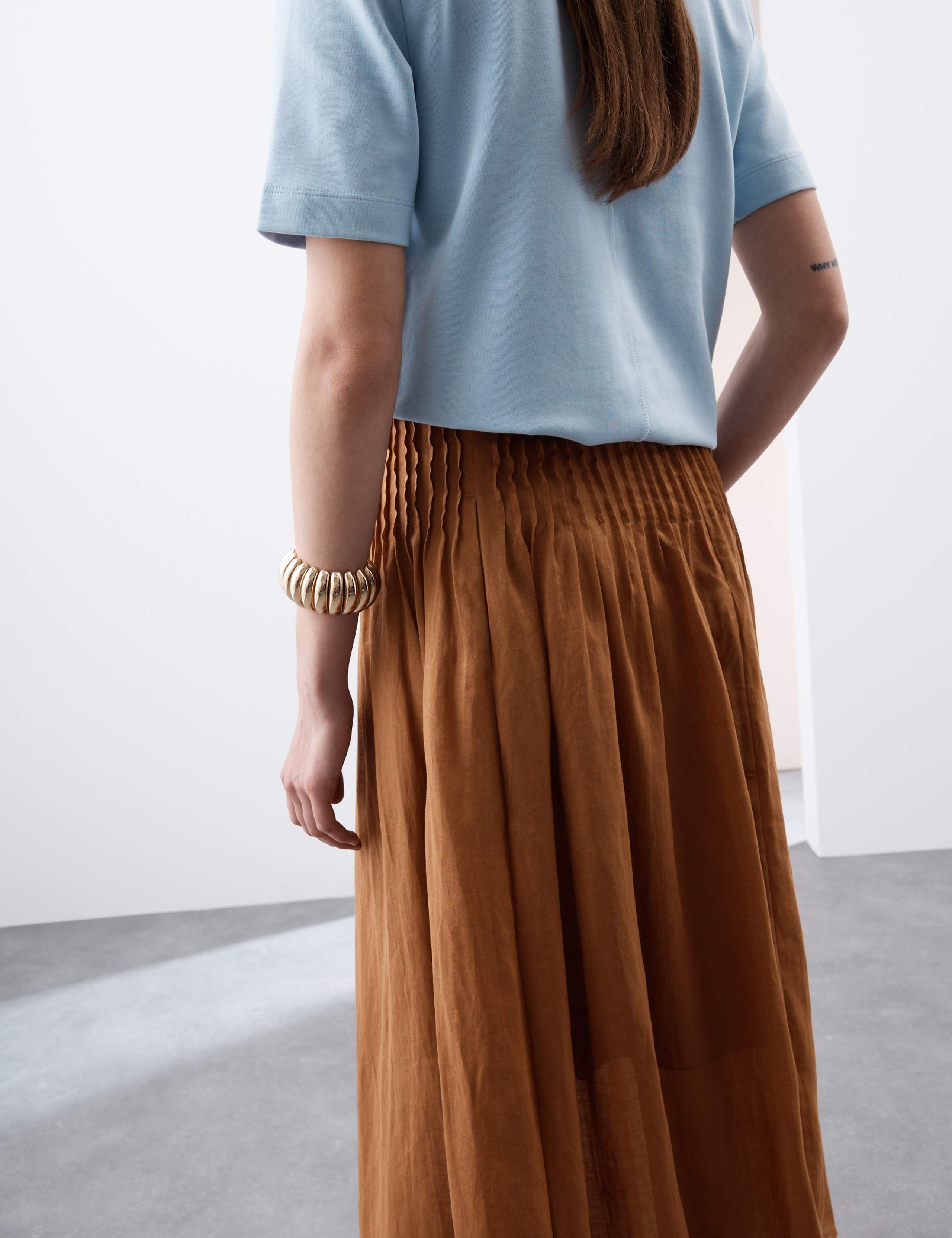 Pure Ramie Pintuck Maxi Circle Skirt 6 of 6