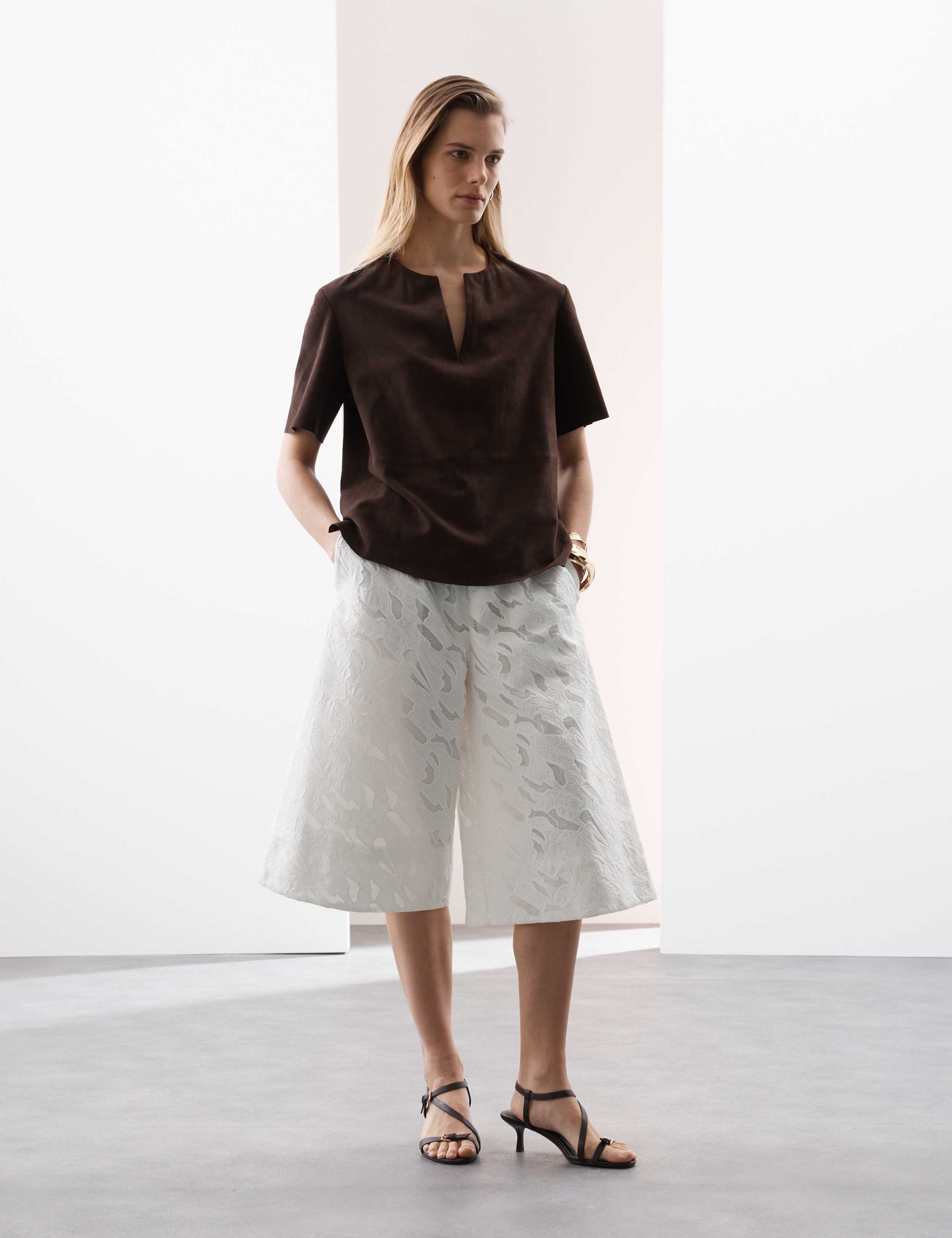 Pure Cotton Broderie Detail Wide Leg Culottes 4 of 8