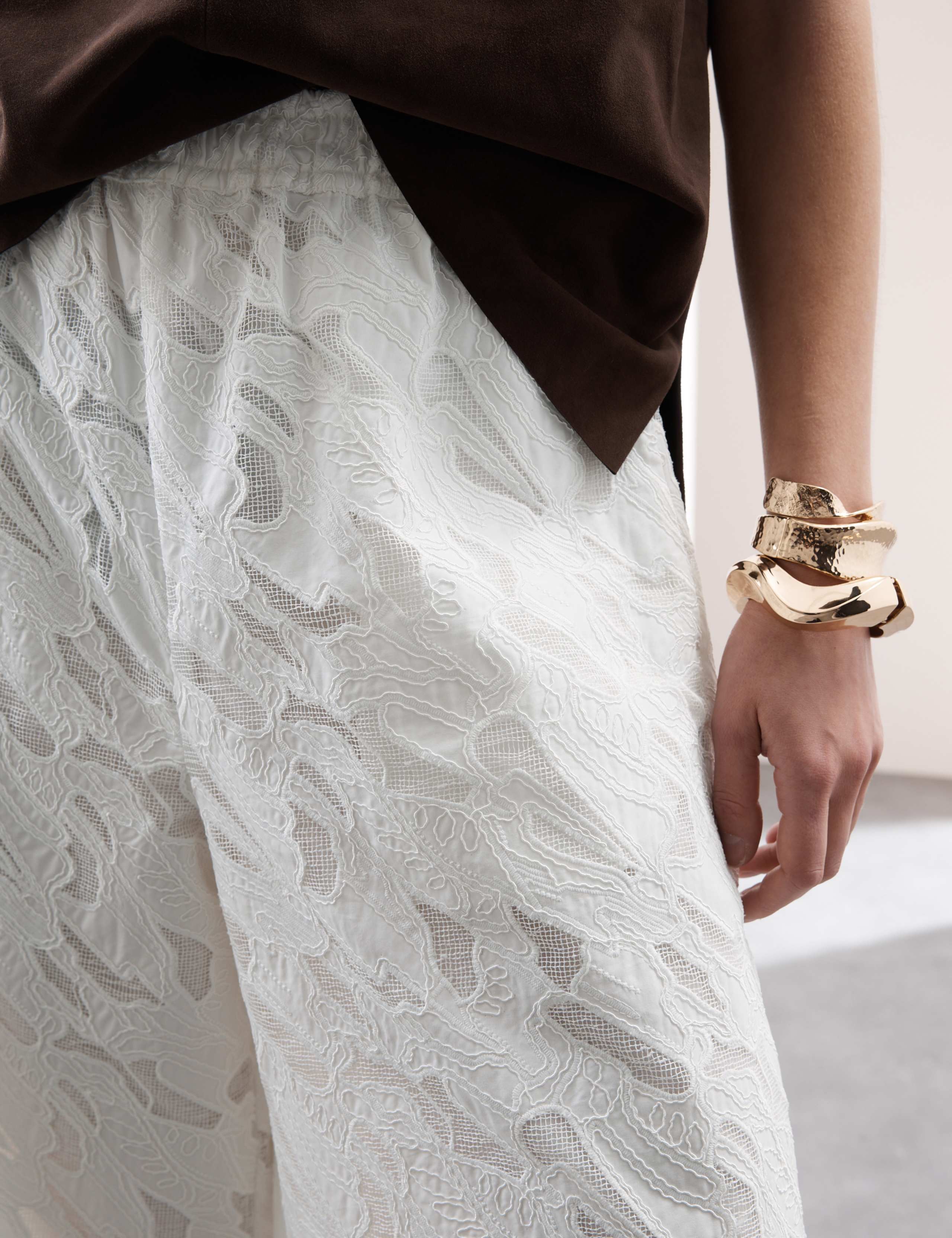 Pure Cotton Broderie Detail Wide Leg Culottes 6 of 8