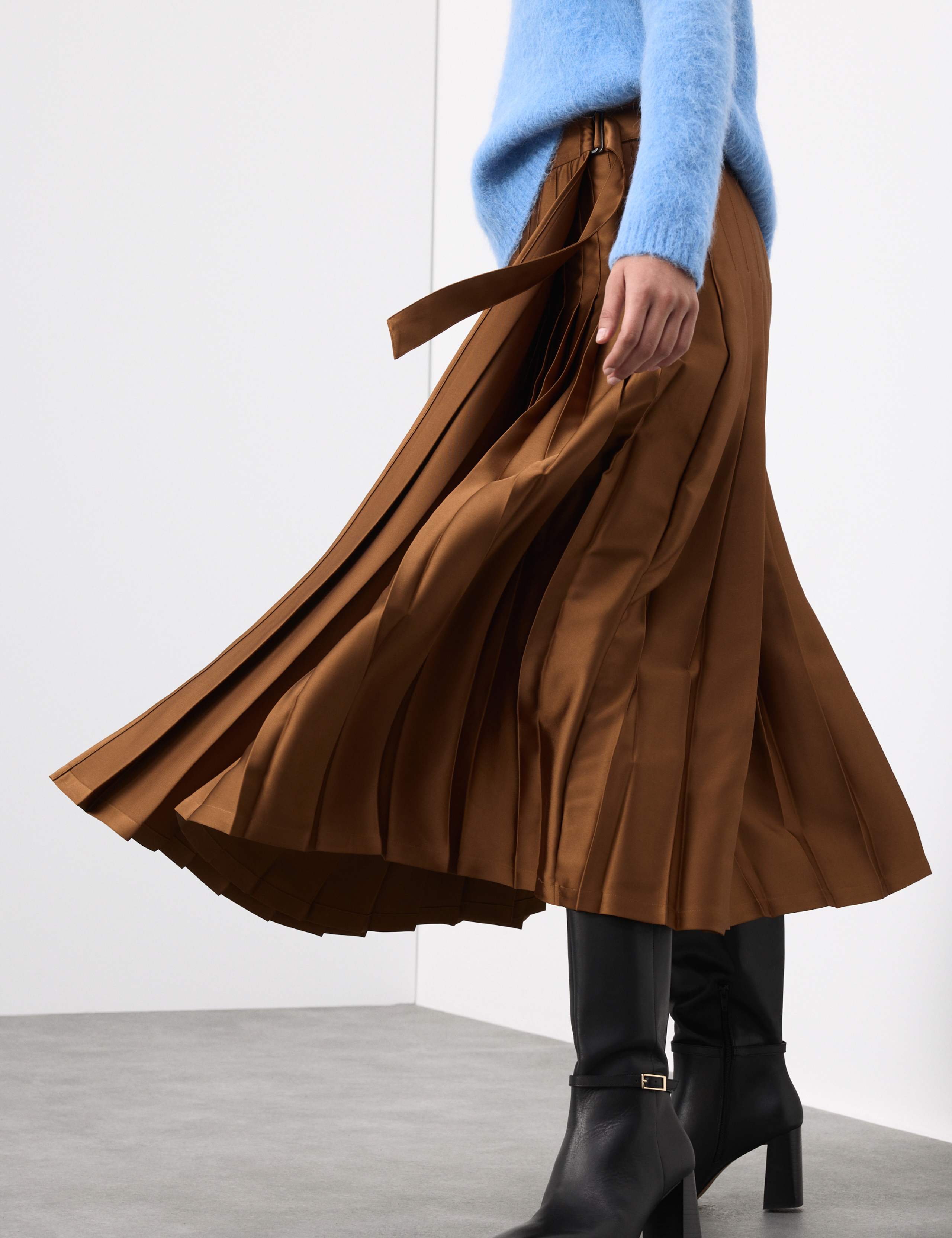 Satin Pleated Midaxi Wrap Skirt 5 of 7