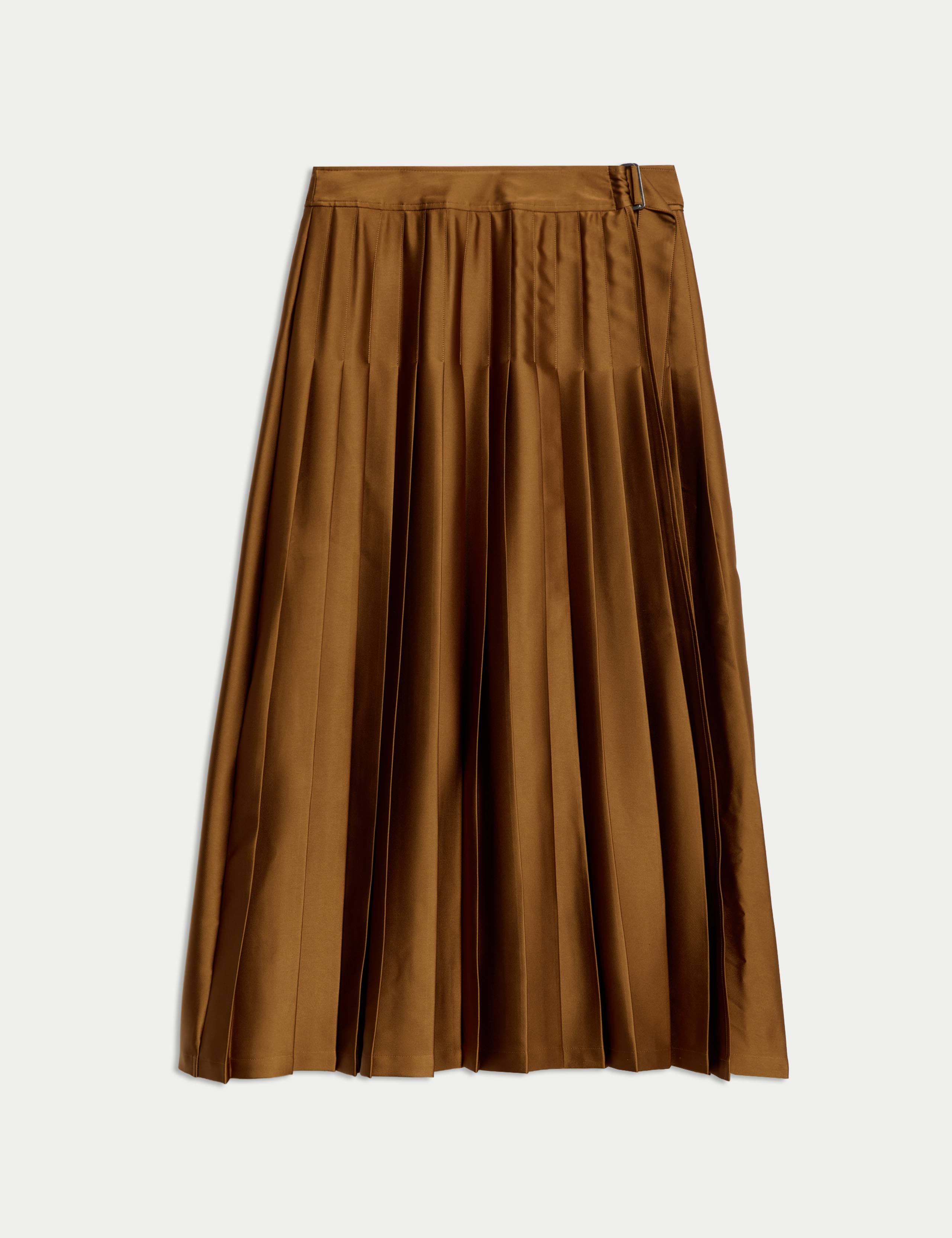 Satin Pleated Midaxi Wrap Skirt 1 of 1