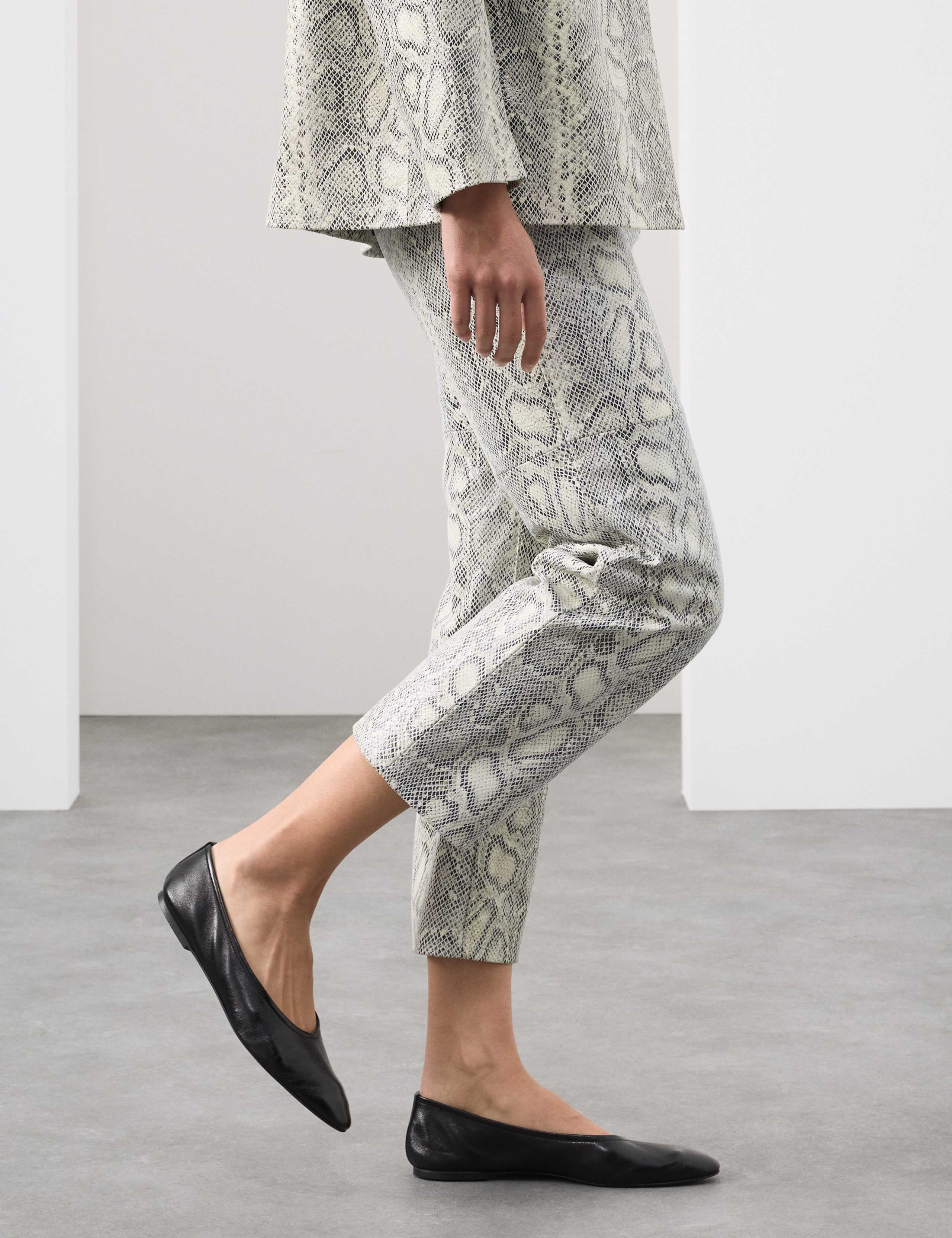 Leather Snakeskin Print Straight Leg Trousers 5 of 7
