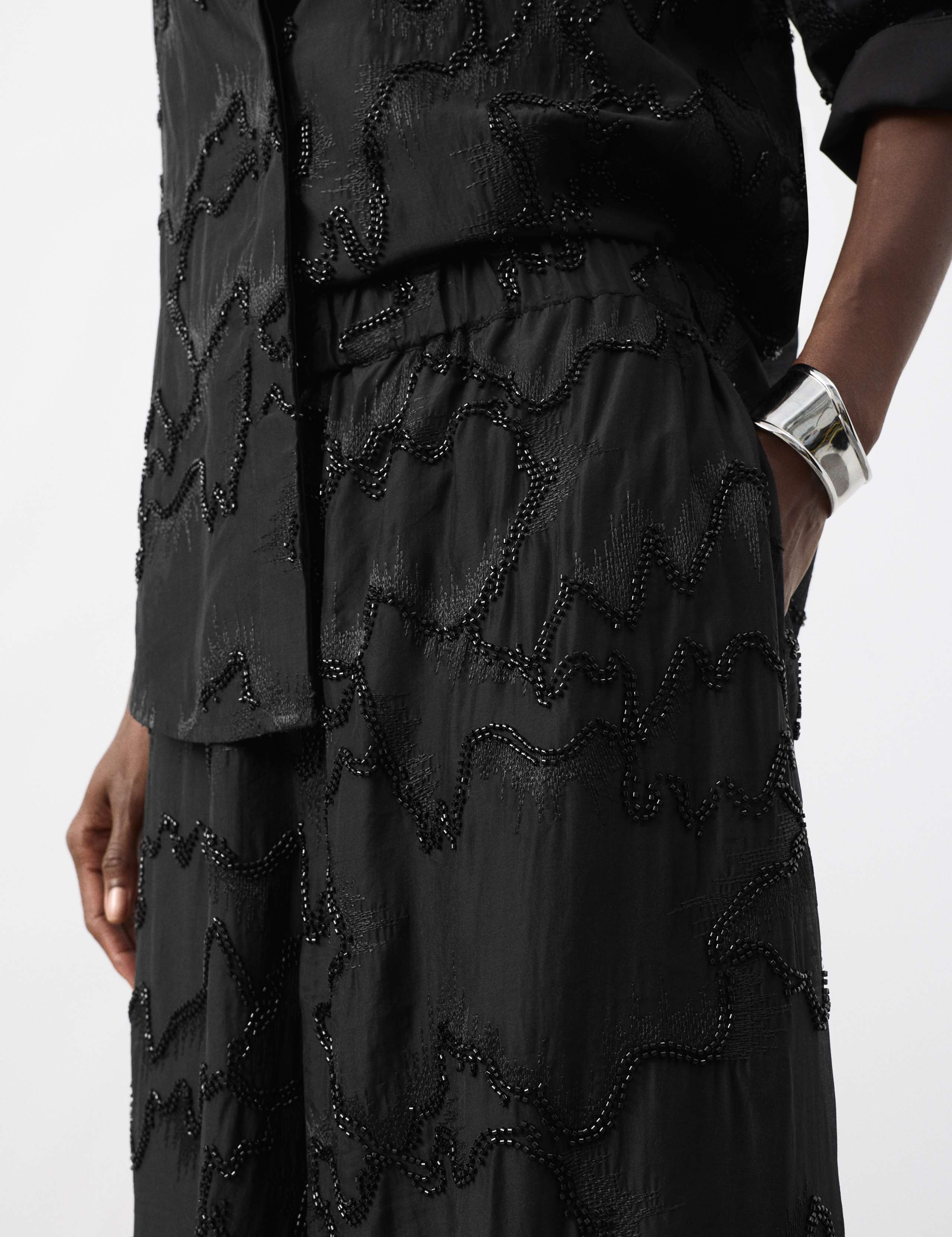 Lyocell Rich Beaded Wide Leg Trousers 4 of 7