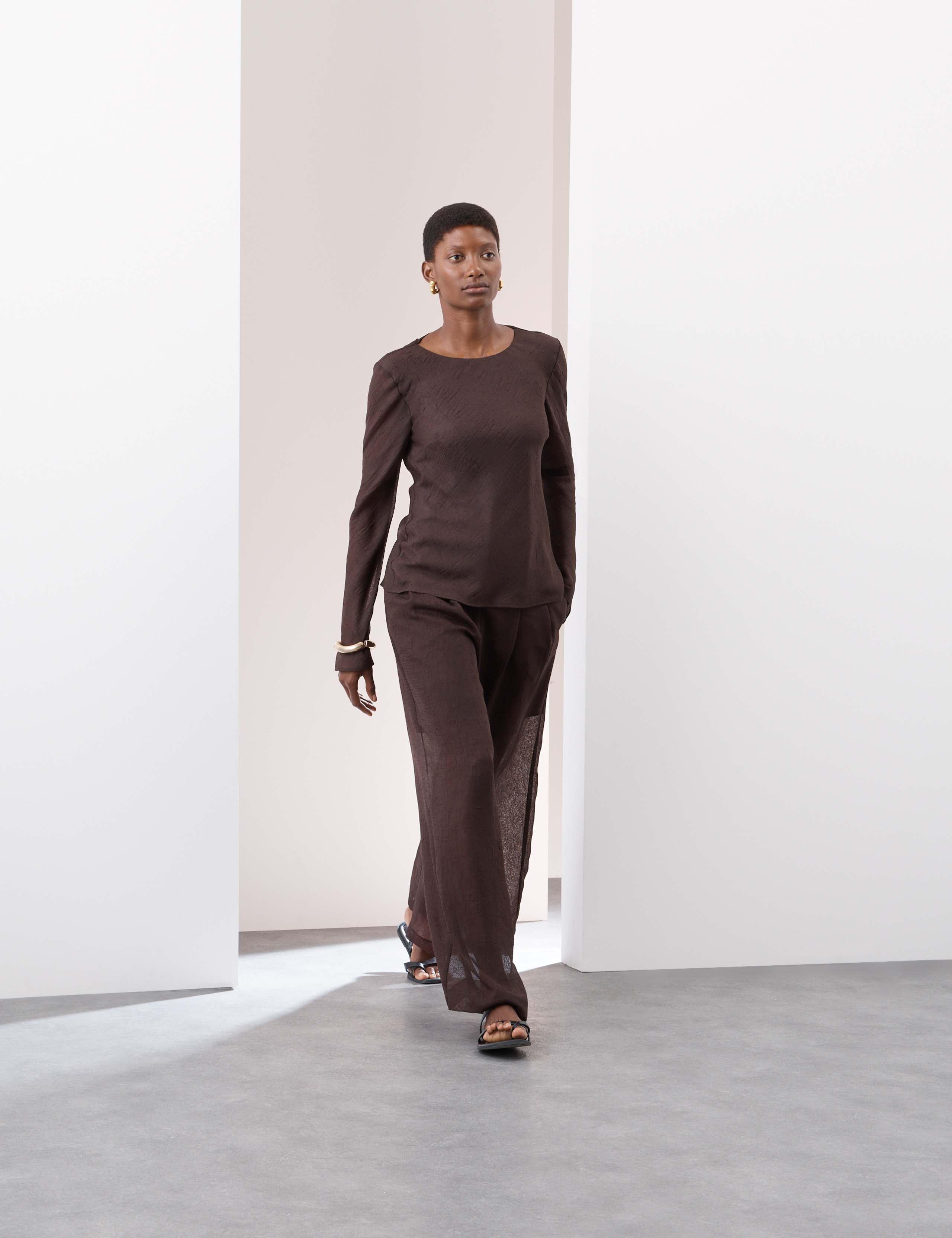 Textured Wide Leg Trousers 4 of 5