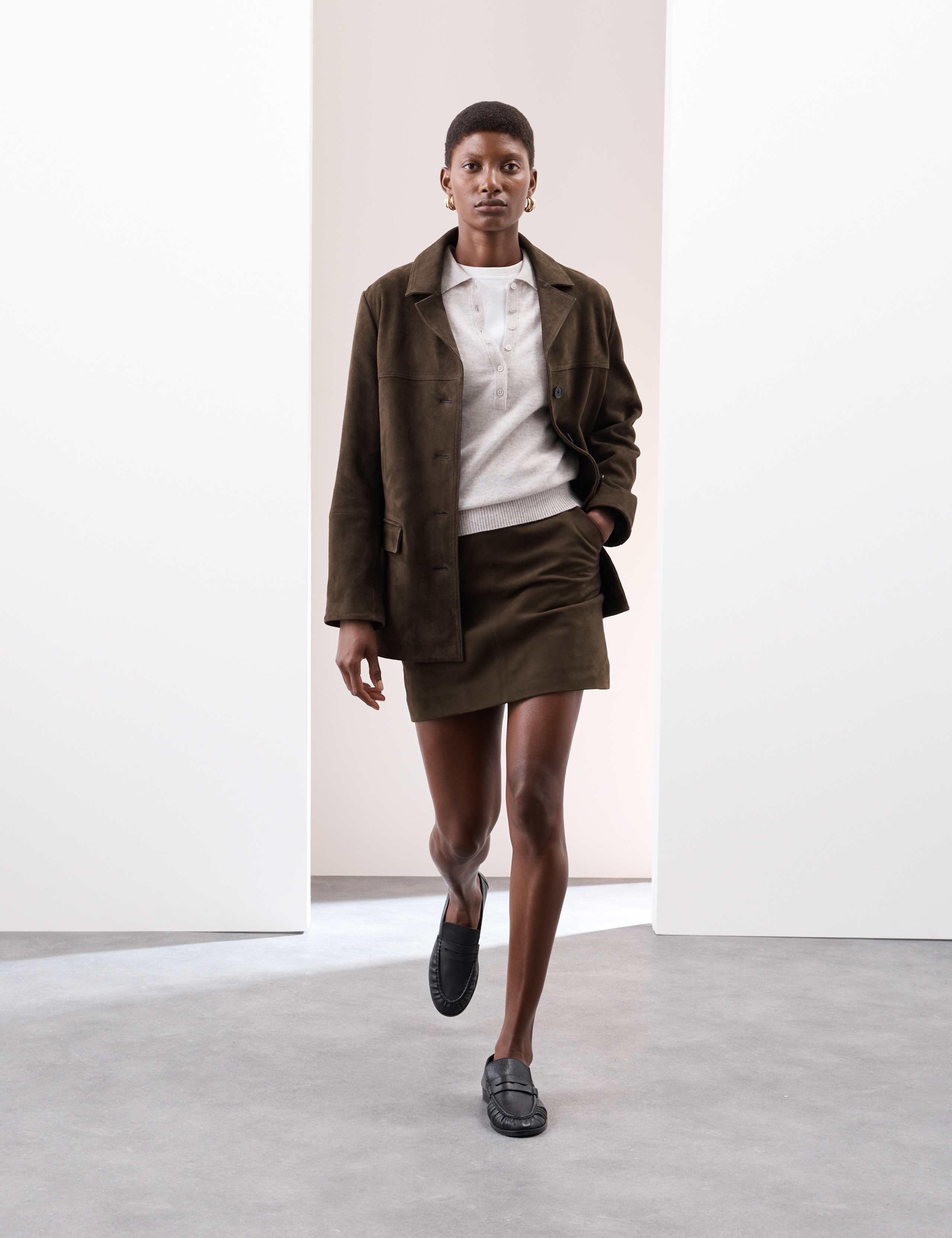 Suede Mini A-Line Skirt 3 of 6