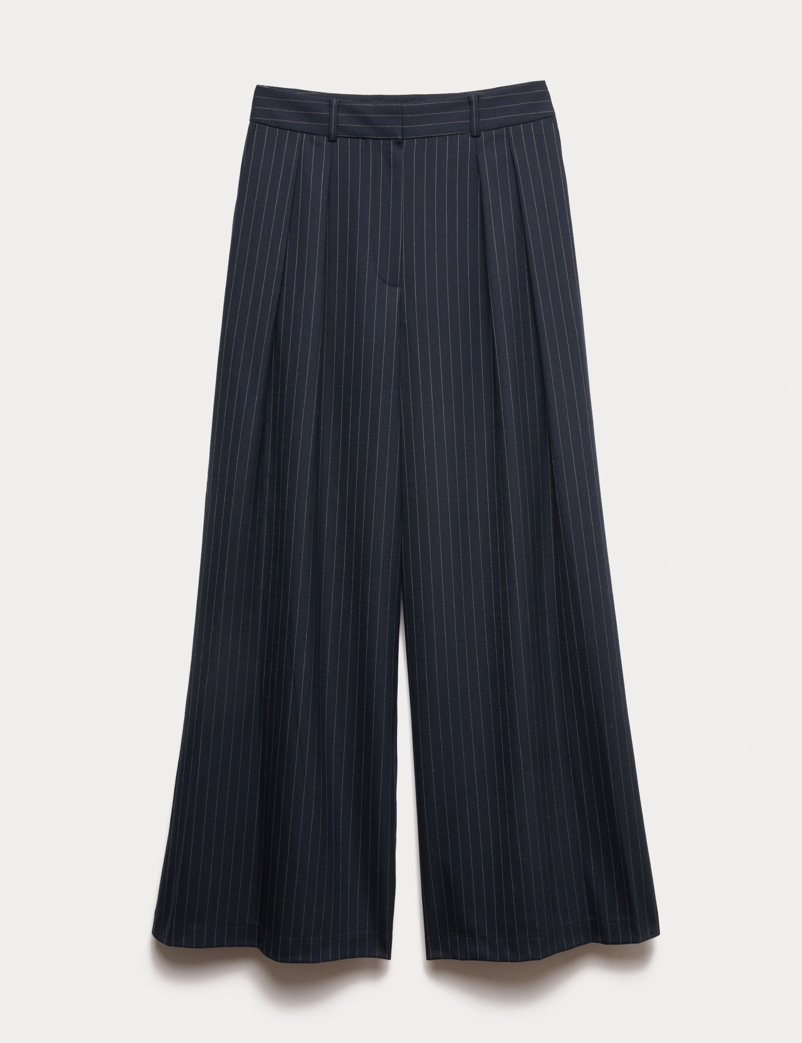 Wool Blend Pinstripe Wide Leg Trousers 2 of 5