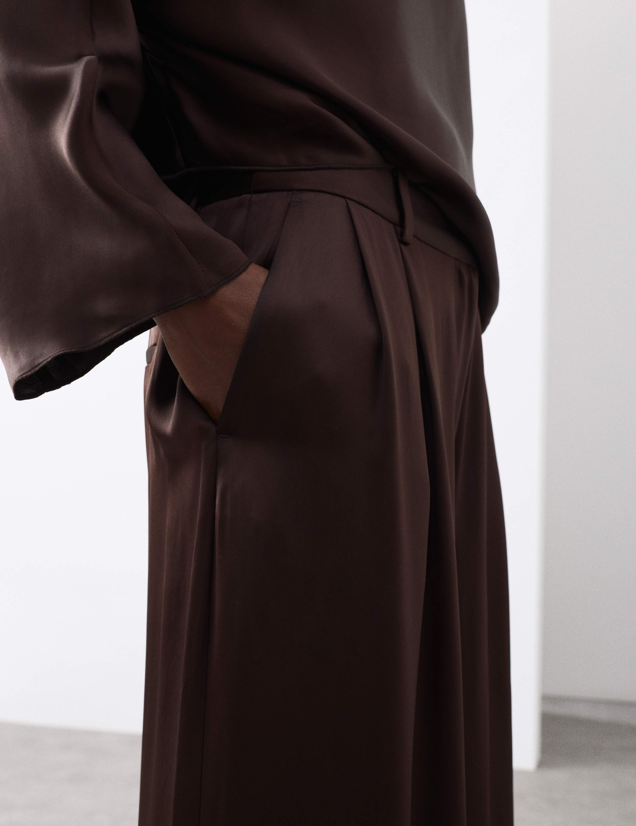 Satin Wide Leg Trousers 2 of 5