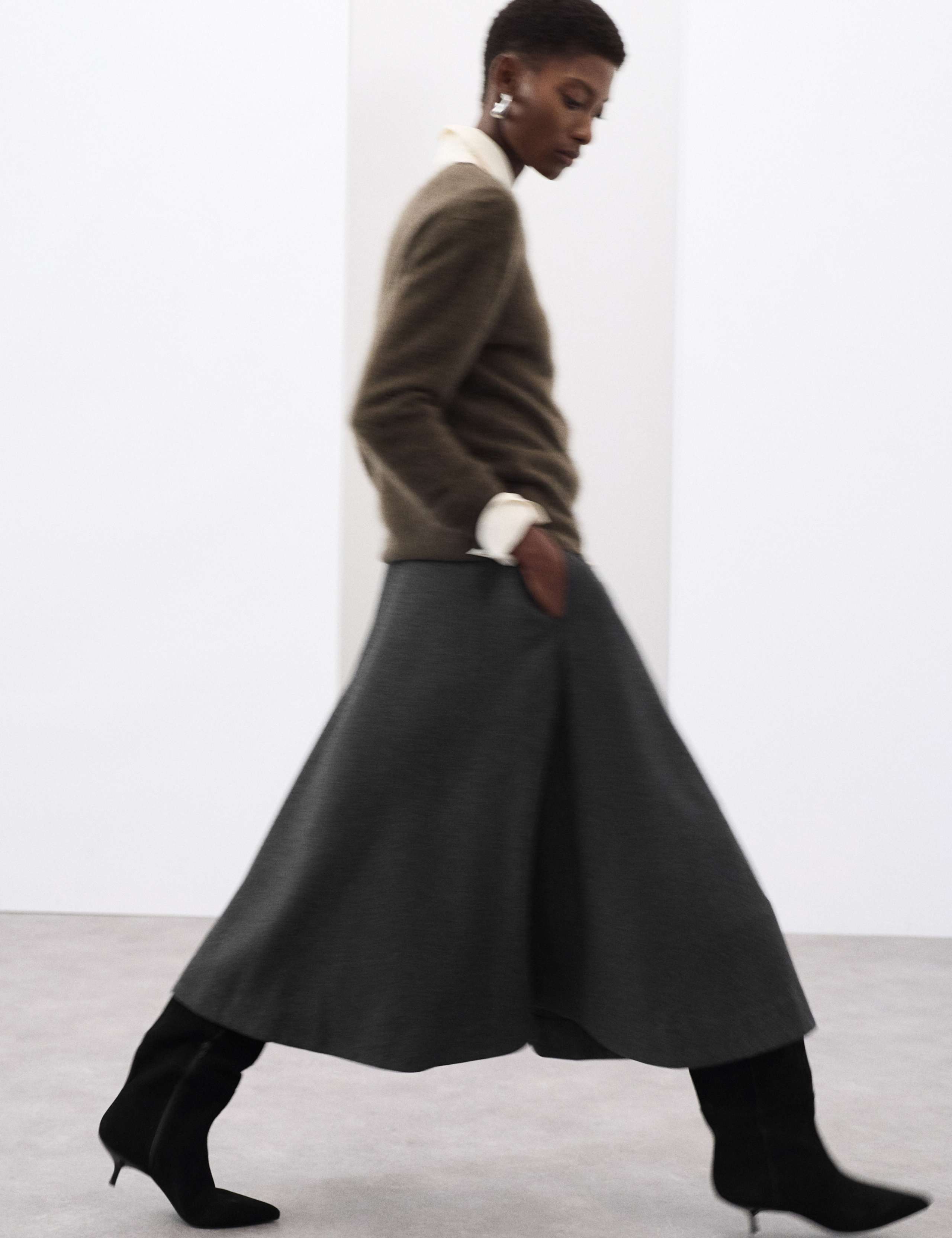 Wool Blend Midi Circle Skirt 3 of 7