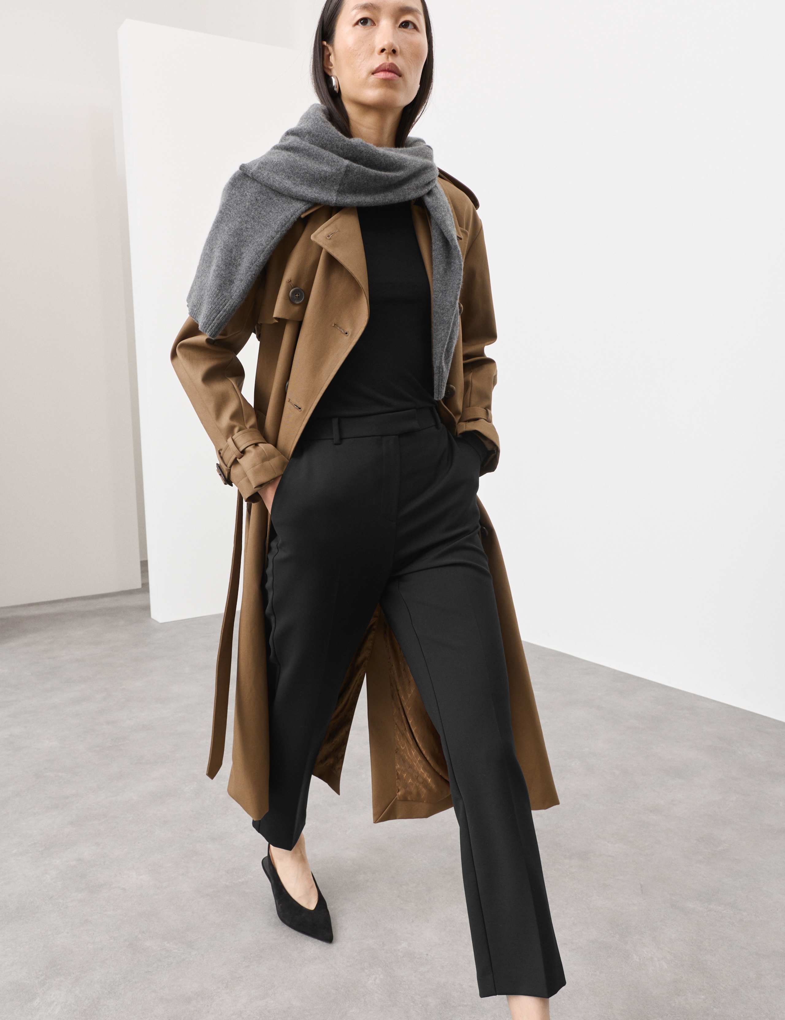 Wool Blend Slim Fit Ankle Grazer Trousers 3 of 7