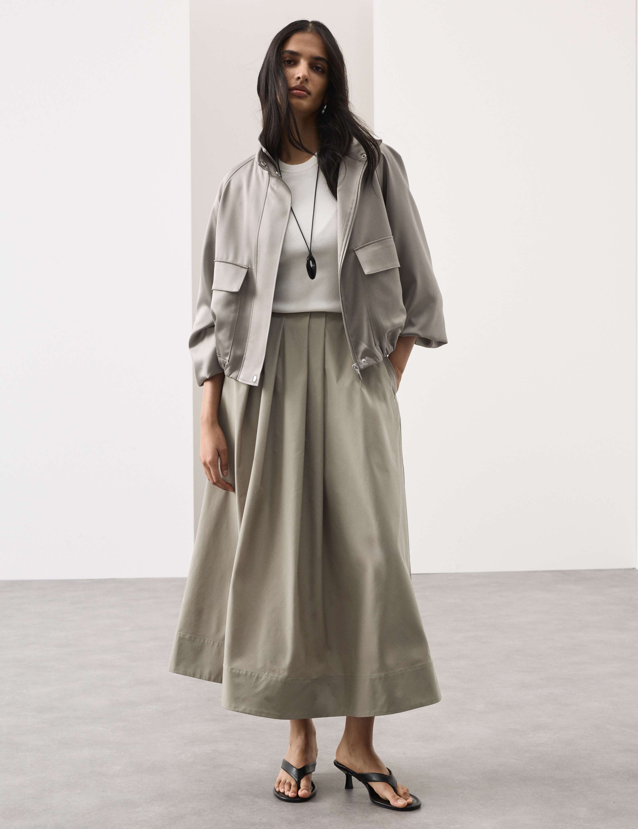 Taffeta Pleated Maxi Skirt 5 of 6