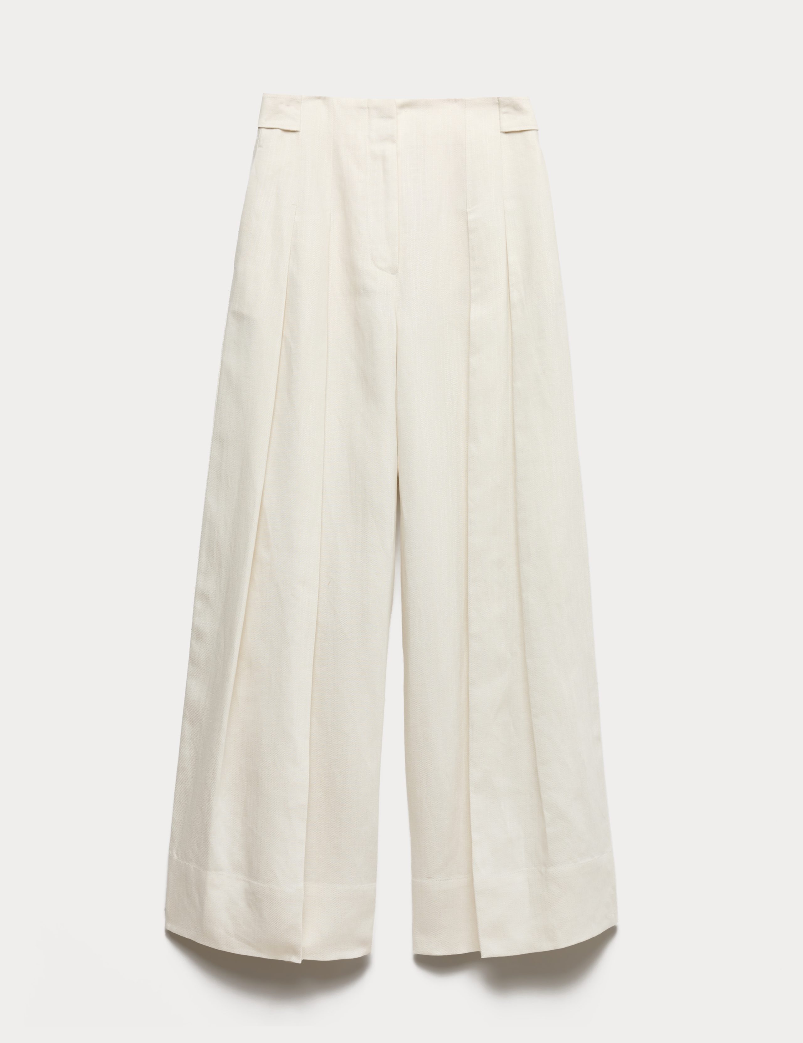 Linen Blend Pleat Front Wide Leg Trousers 2 of 7