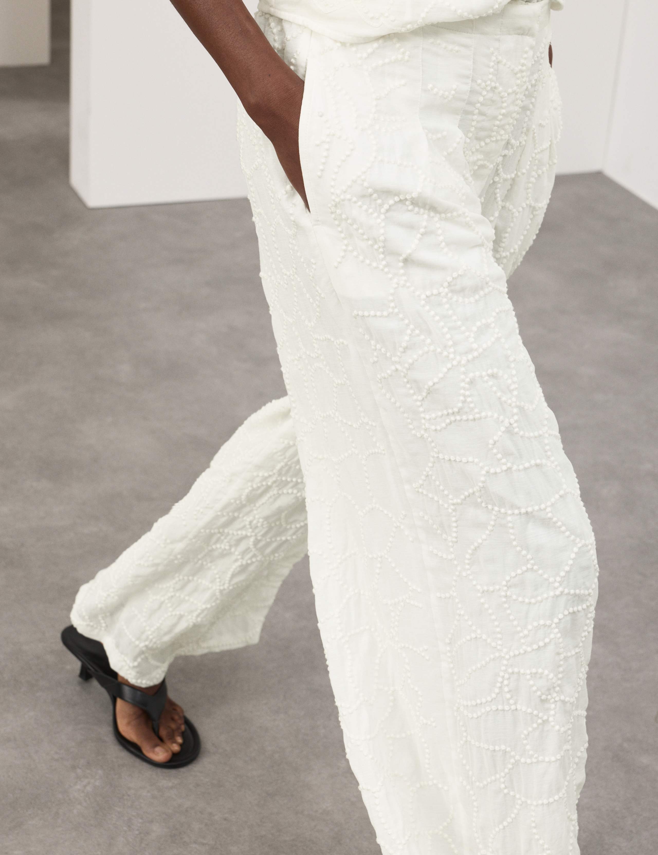 Embroidered Knot Wide Leg Trousers 3 of 7