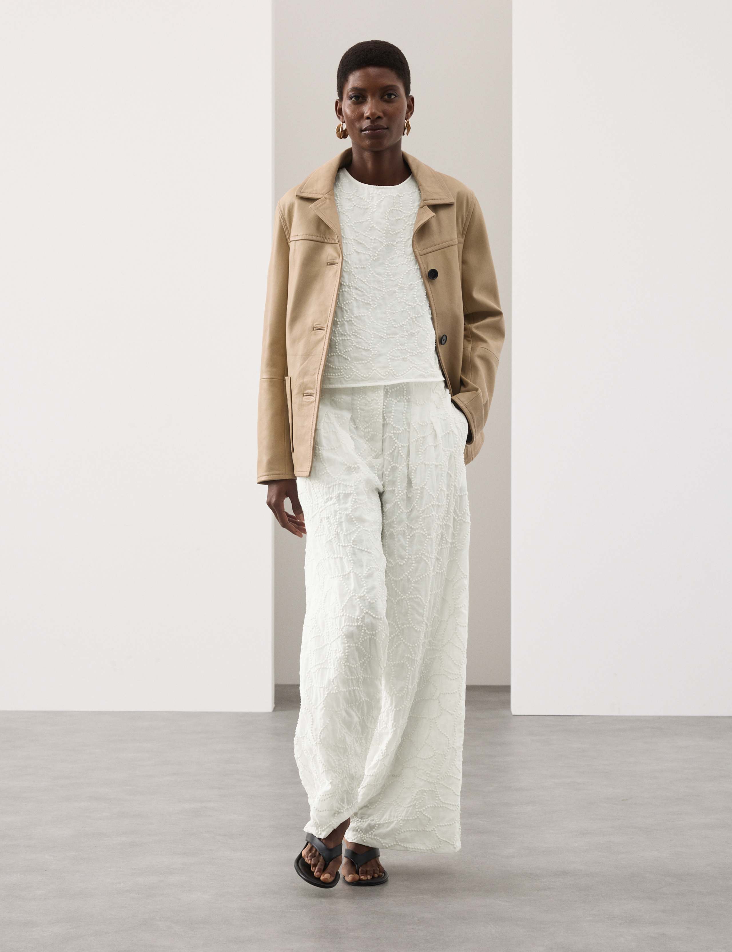 Embroidered Knot Wide Leg Trousers 6 of 7