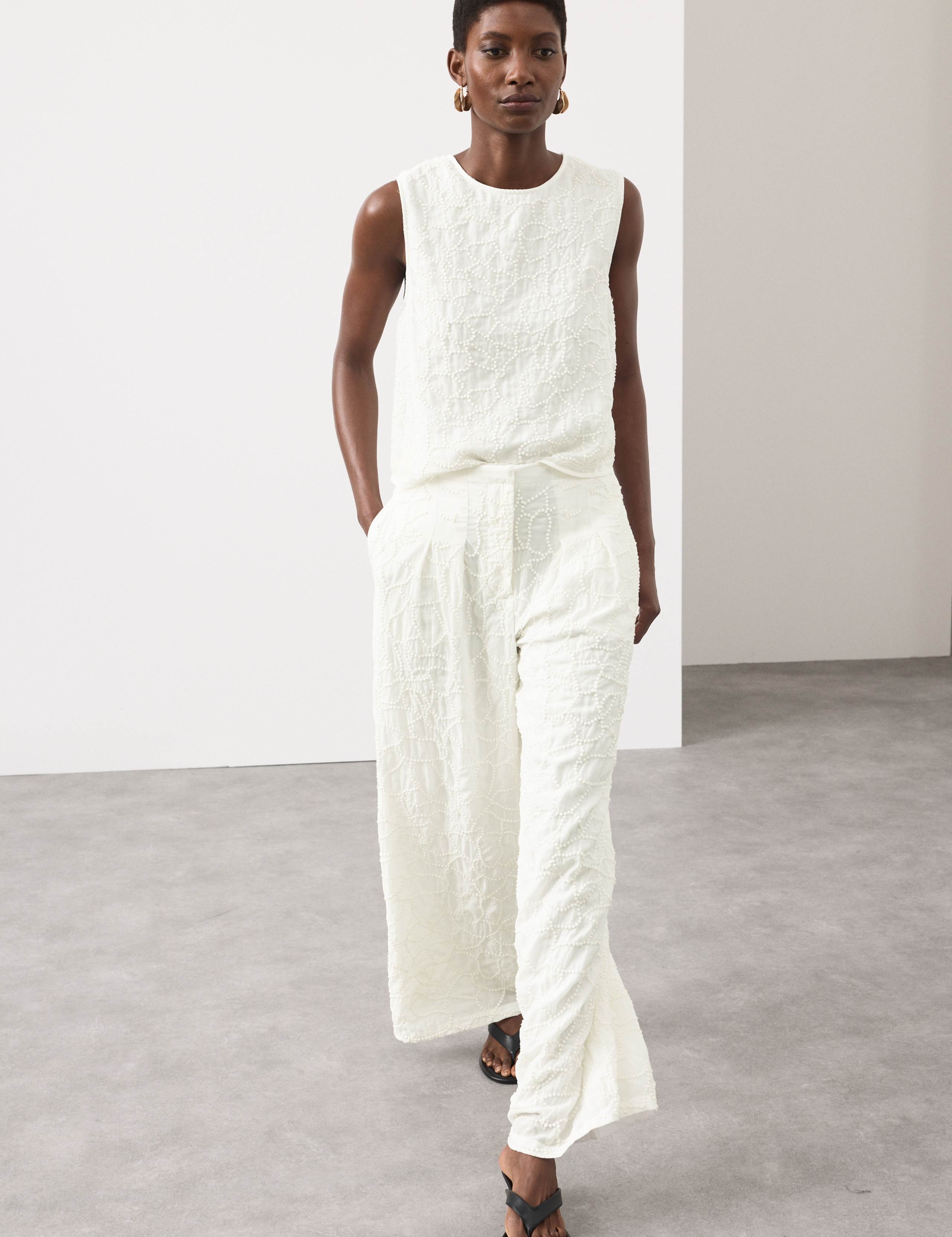 Embroidered Knot Wide Leg Trousers 8 of 8