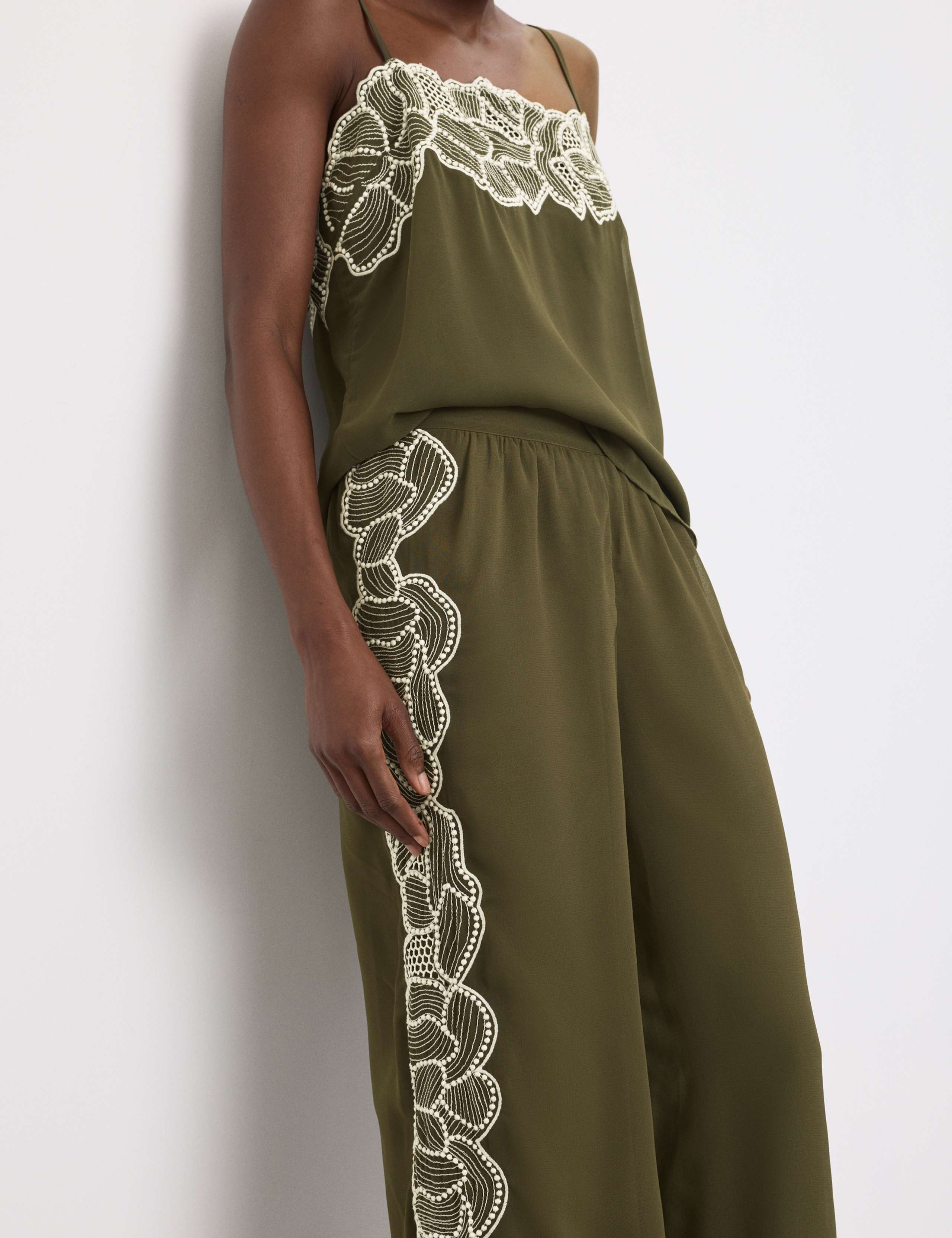 Floral Embroidered Wide Leg Trousers 3 of 7