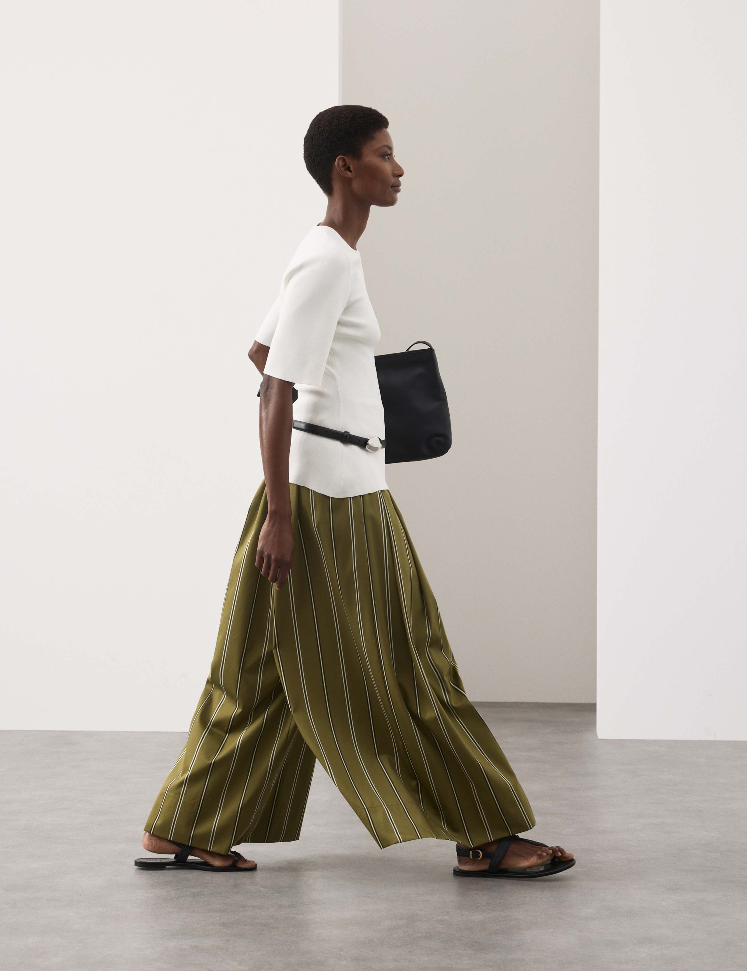 Striped Pleat Front Wide Leg Trousers 6 of 8