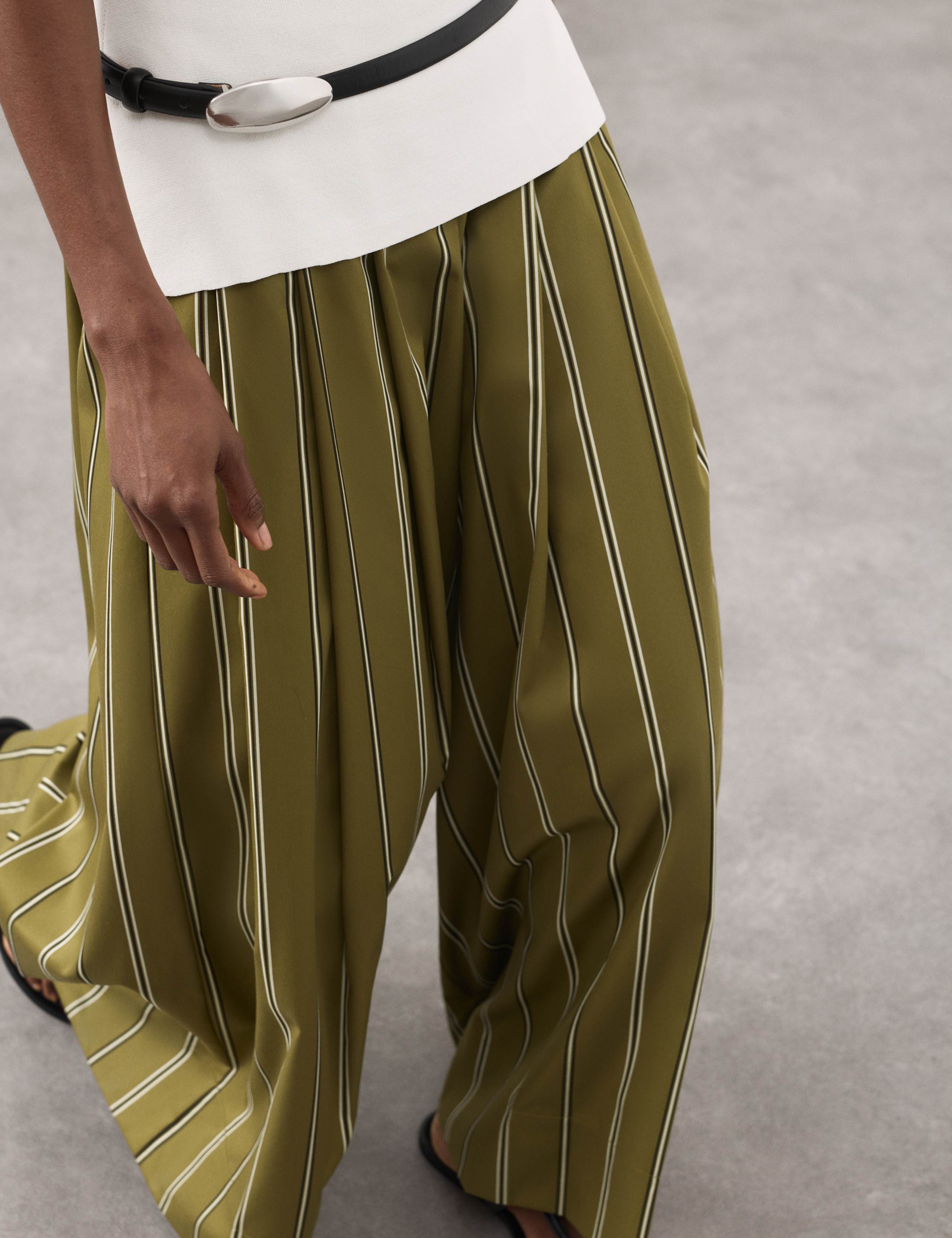 Striped Pleat Front Wide Leg Trousers 7 of 8