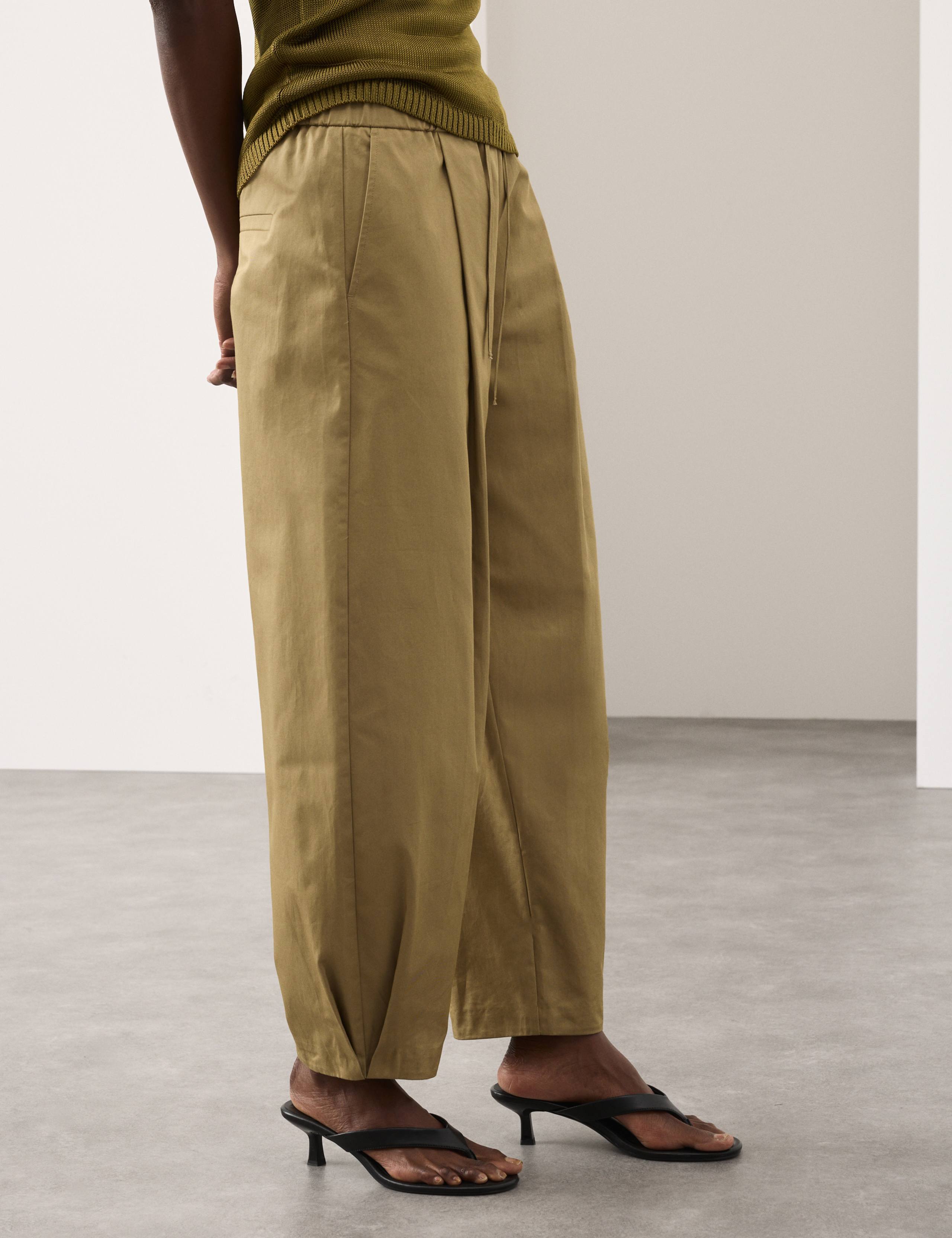 Pure Cotton Drawstring Barrel Trousers 4 of 7