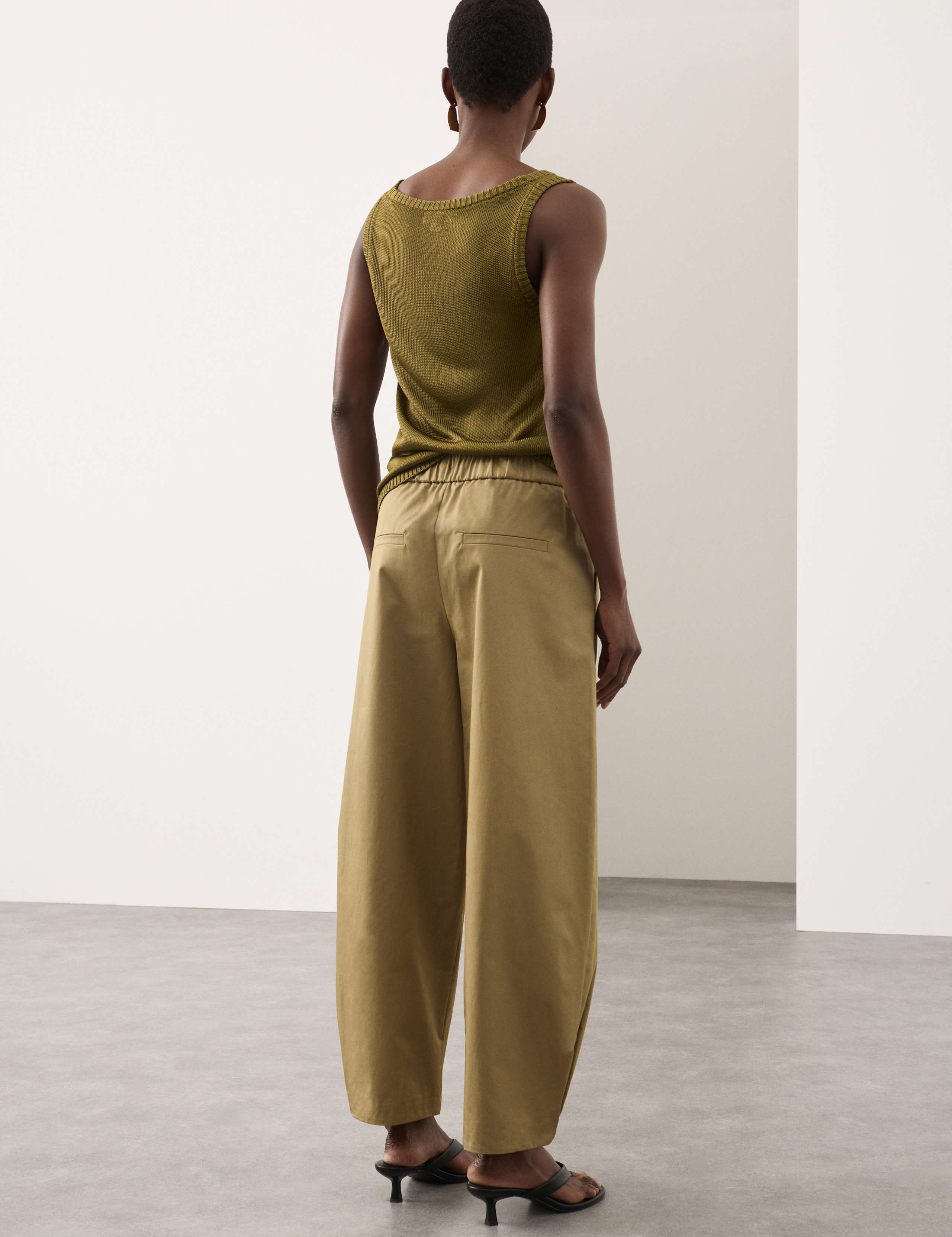 Pure Cotton Drawstring Barrel Trousers 5 of 7