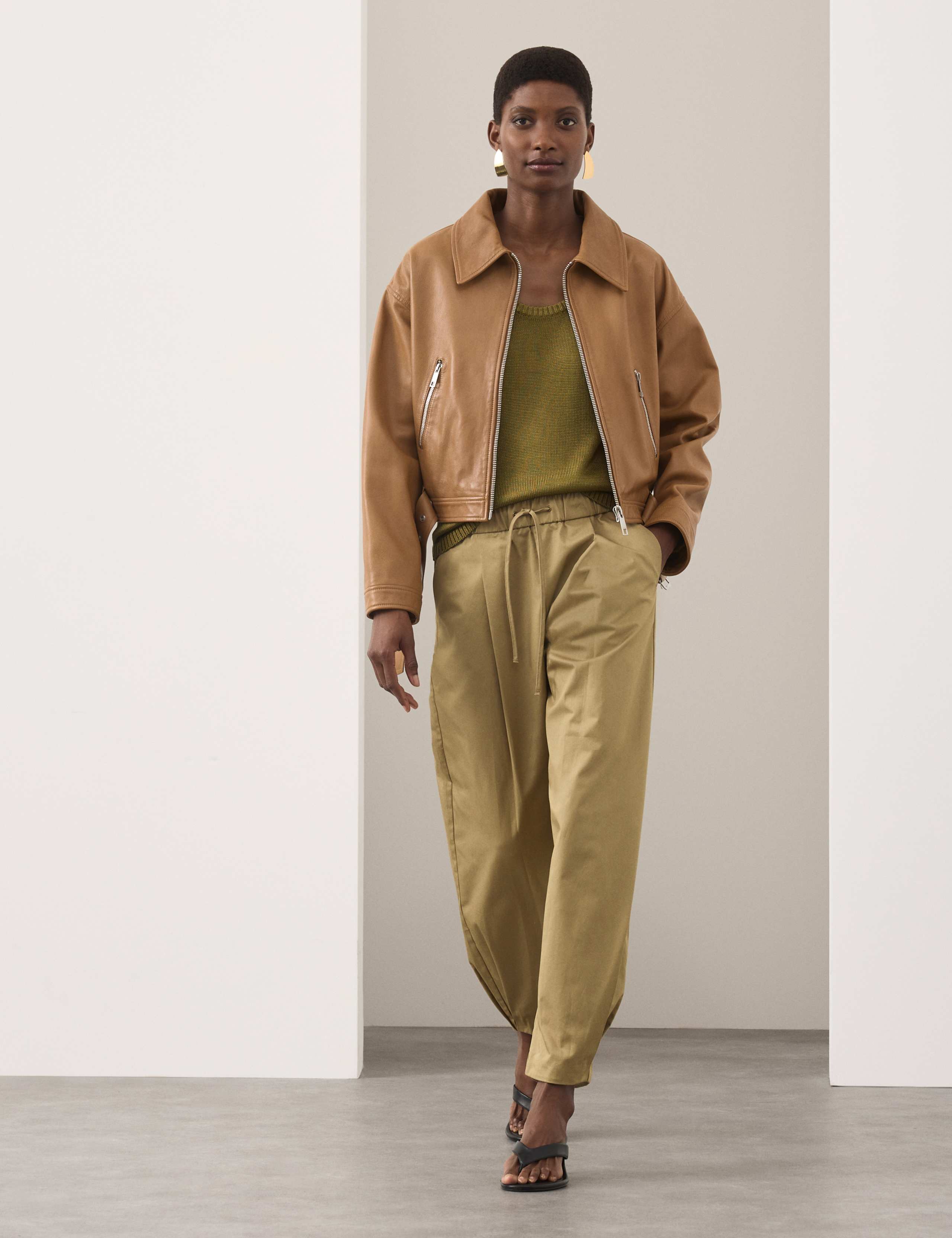 Pure Cotton Drawstring Barrel Trousers 6 of 7