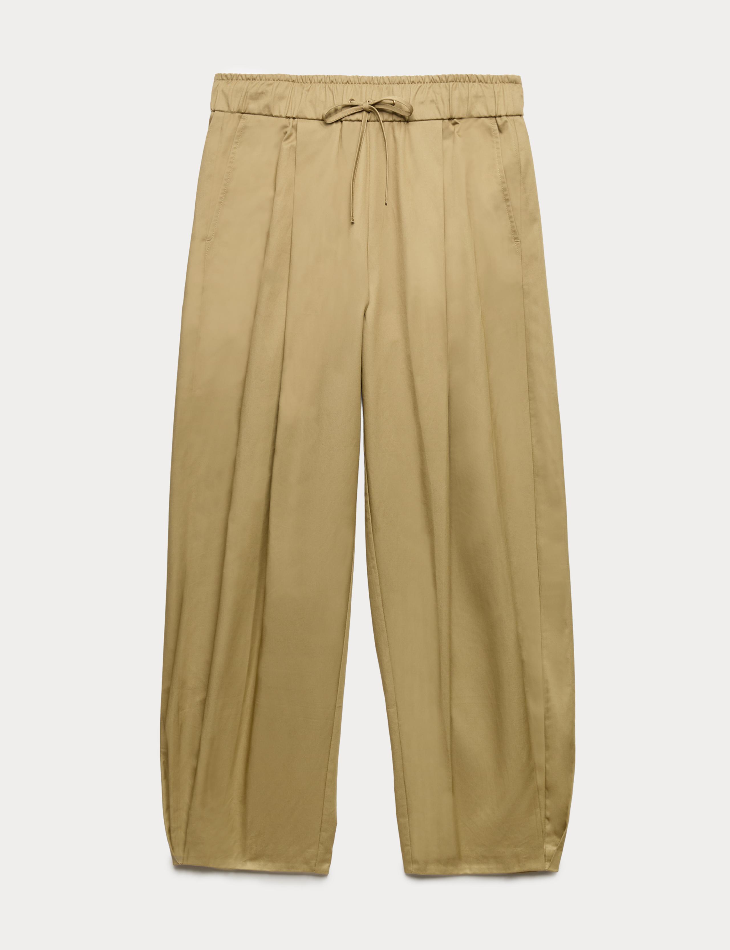 Pure Cotton Drawstring Barrel Trousers 2 of 7