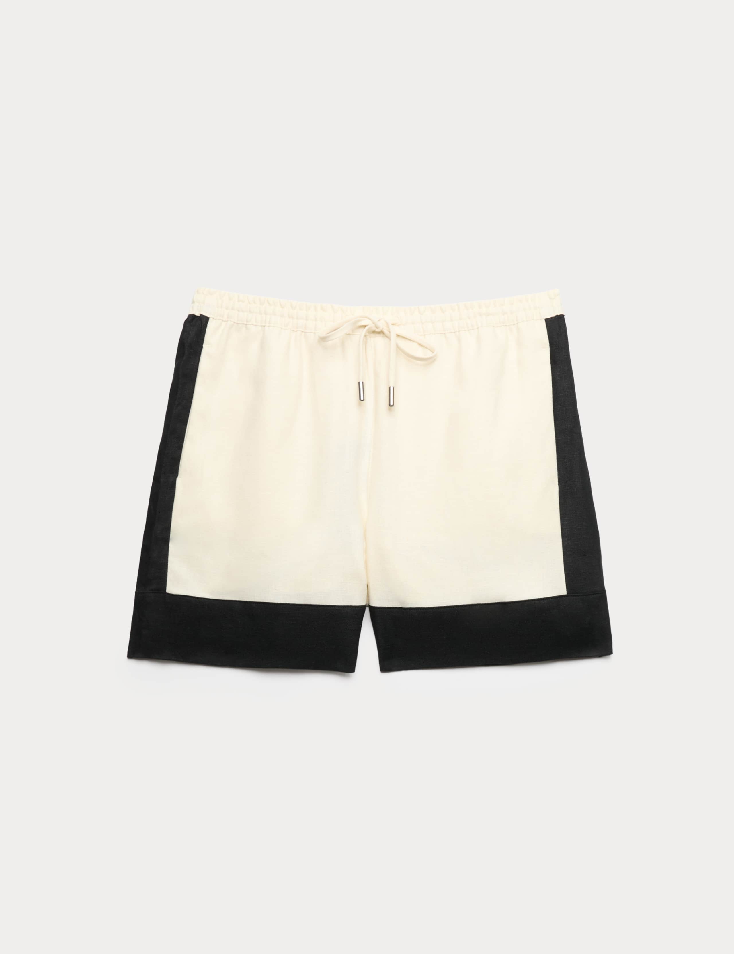 Pure Flax Linen Contrast Resort Shorts 1 of 1