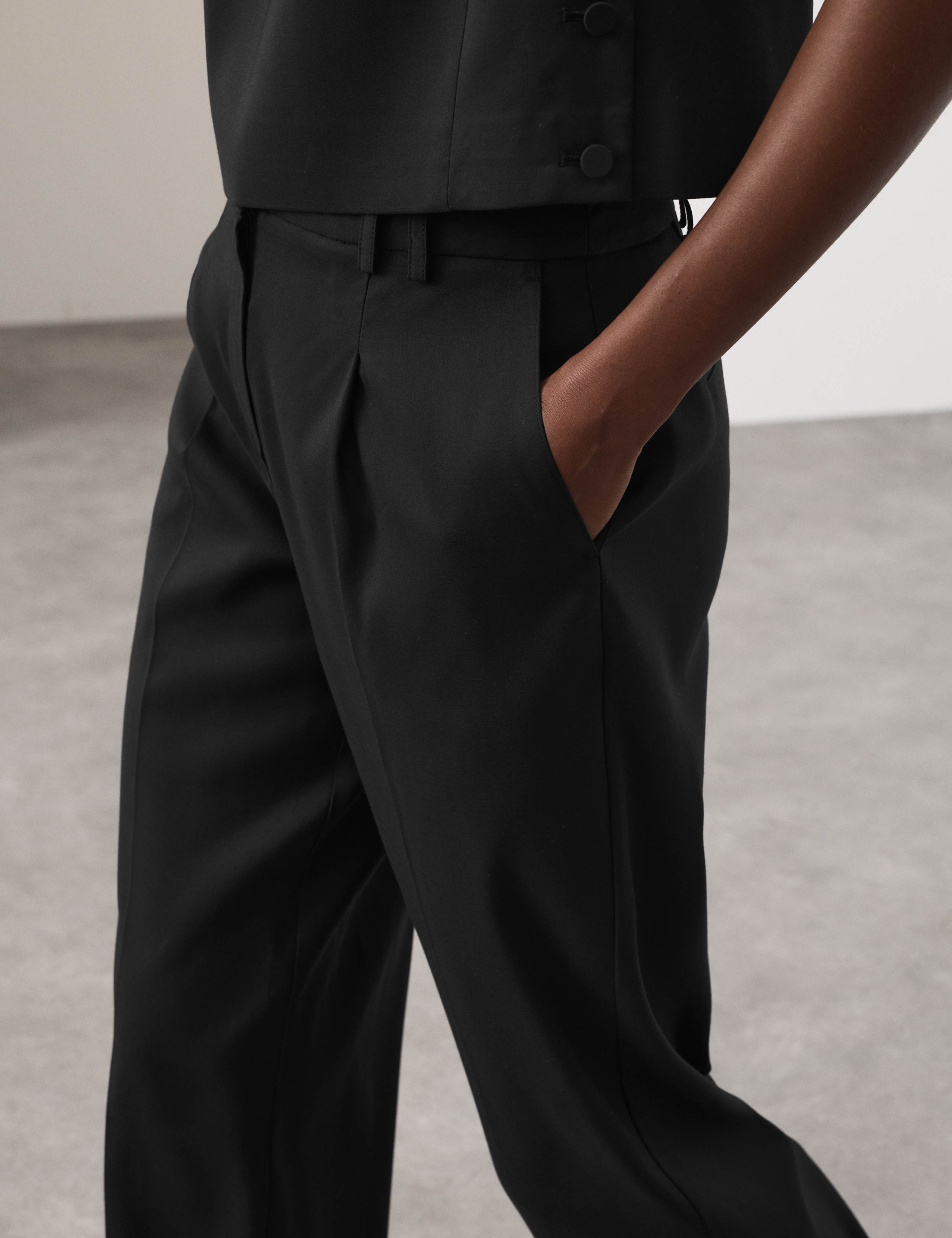 Lyocell Rich Tailored Straight Leg Trousers 3 of 6