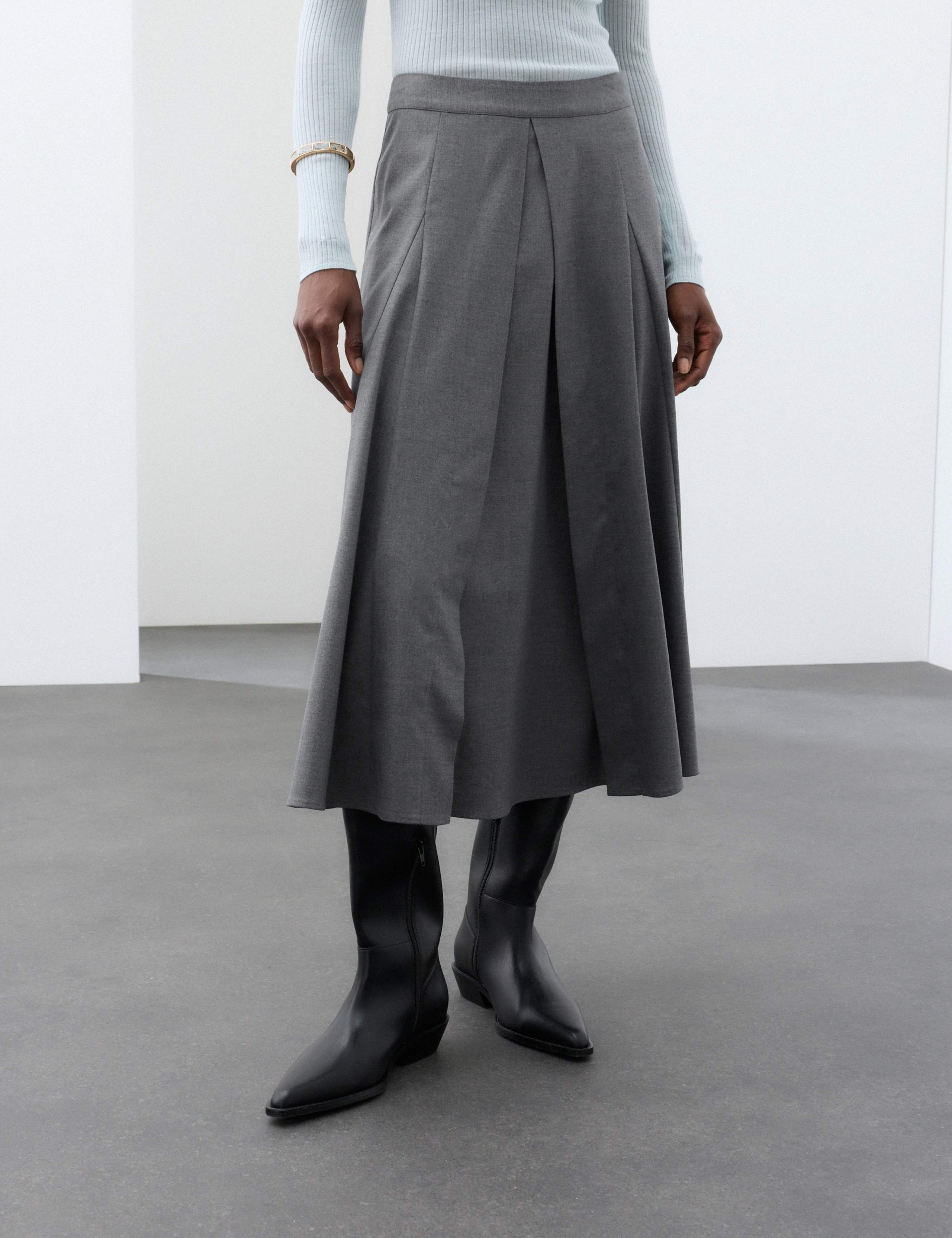Pleated Midaxi Full Circle Skirt with Wool 7 of 7