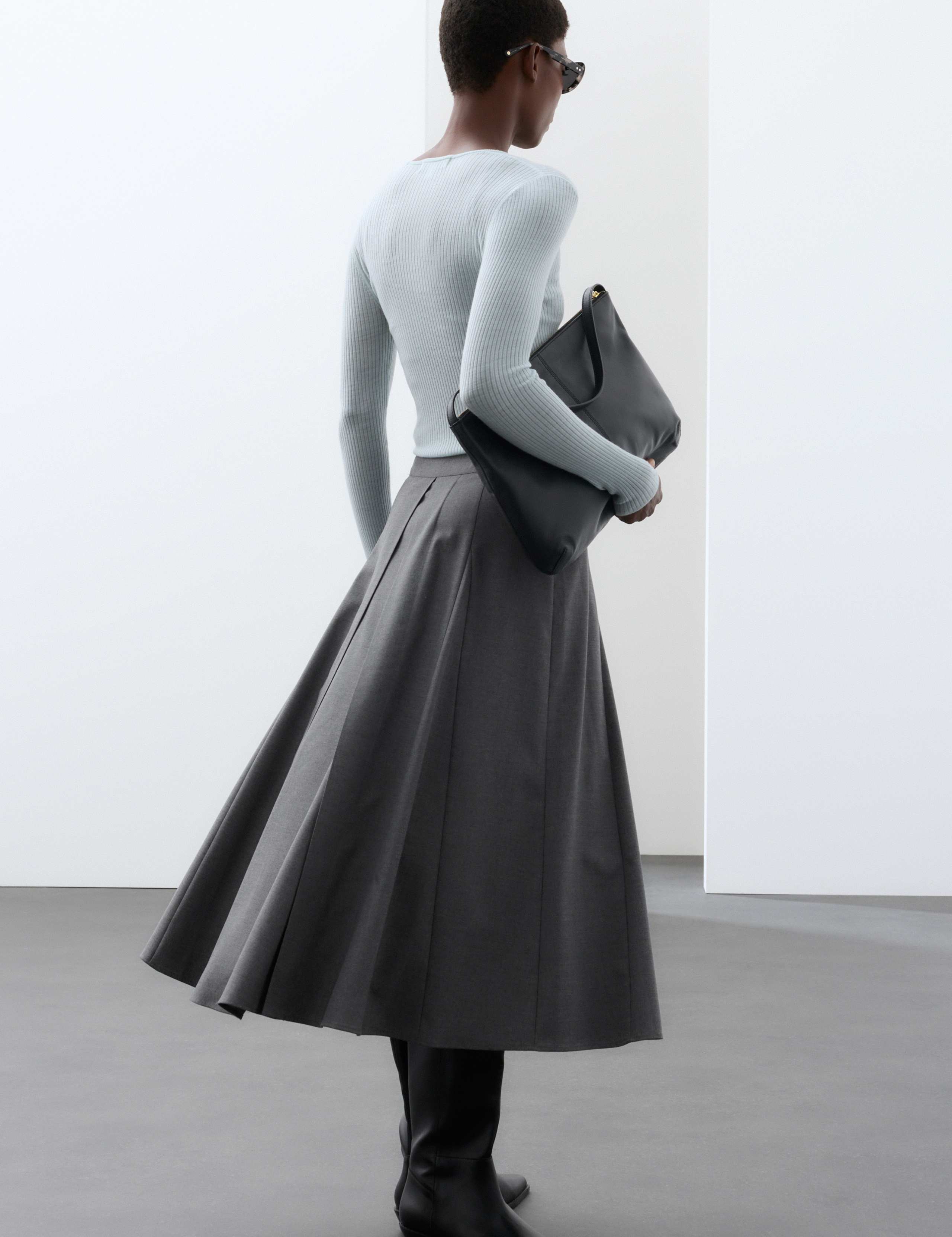 Pleated Midaxi Full Circle Skirt with Wool 3 of 7