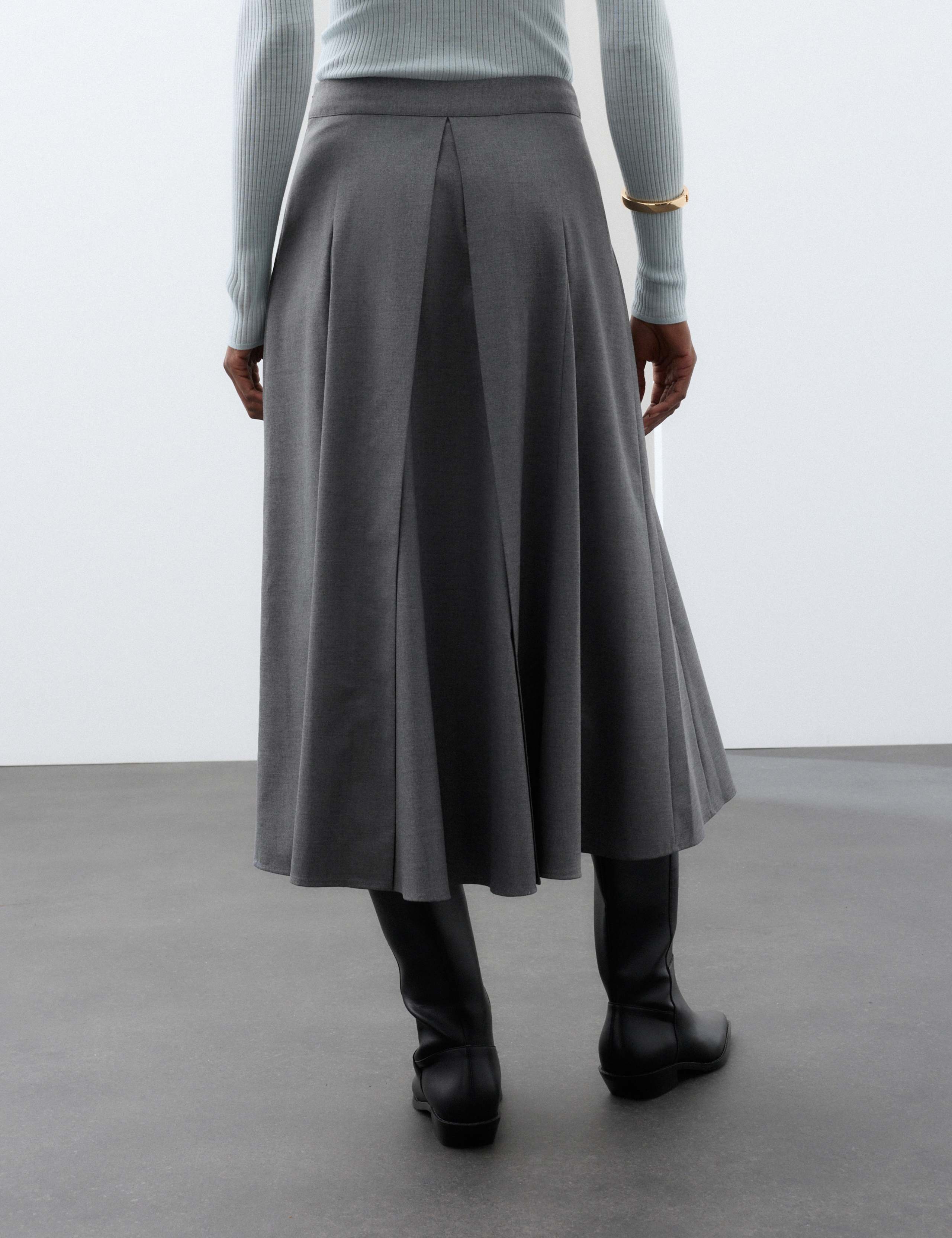 Pleated Midaxi Full Circle Skirt with Wool 4 of 7