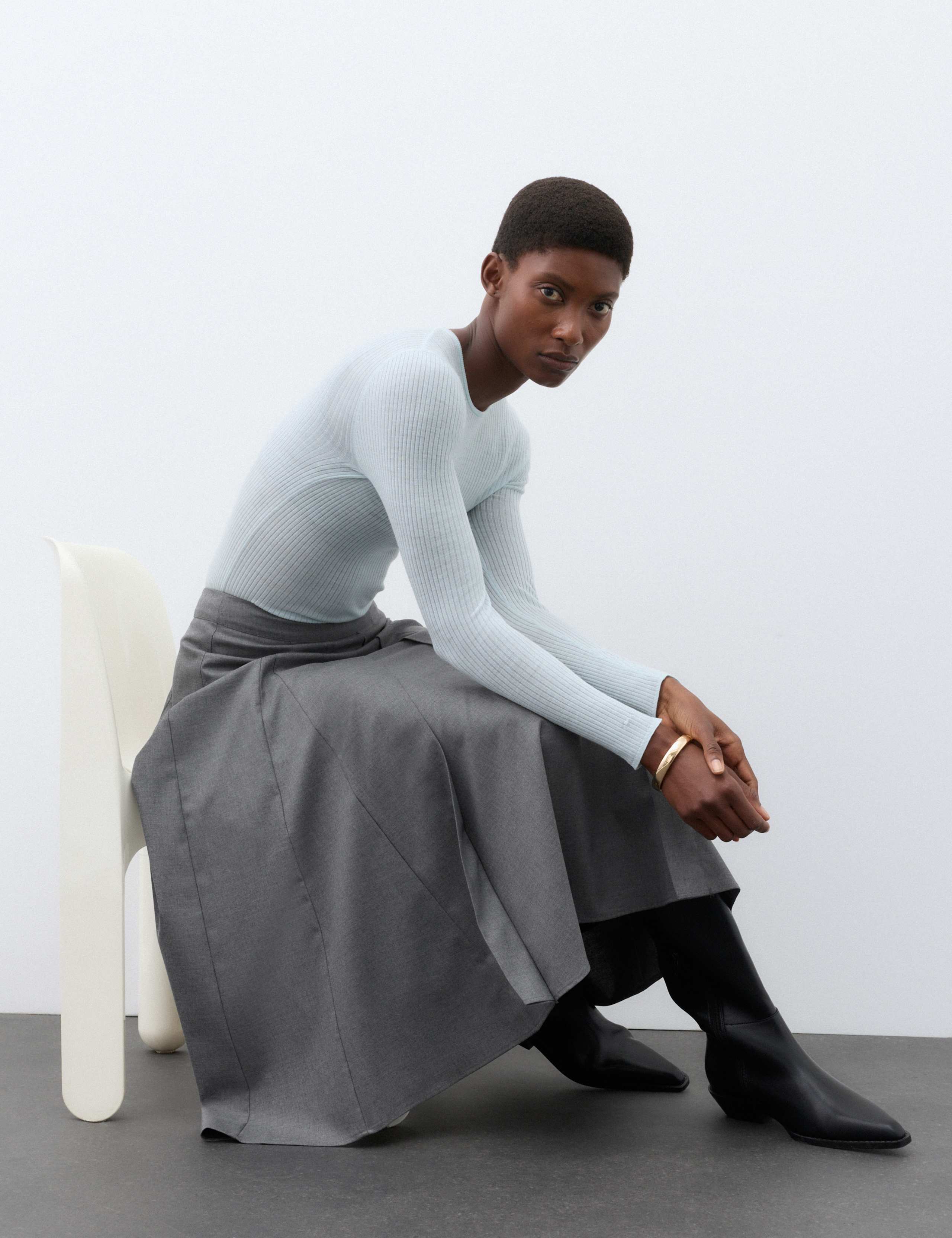 Pleated Midaxi Full Circle Skirt with Wool 5 of 7