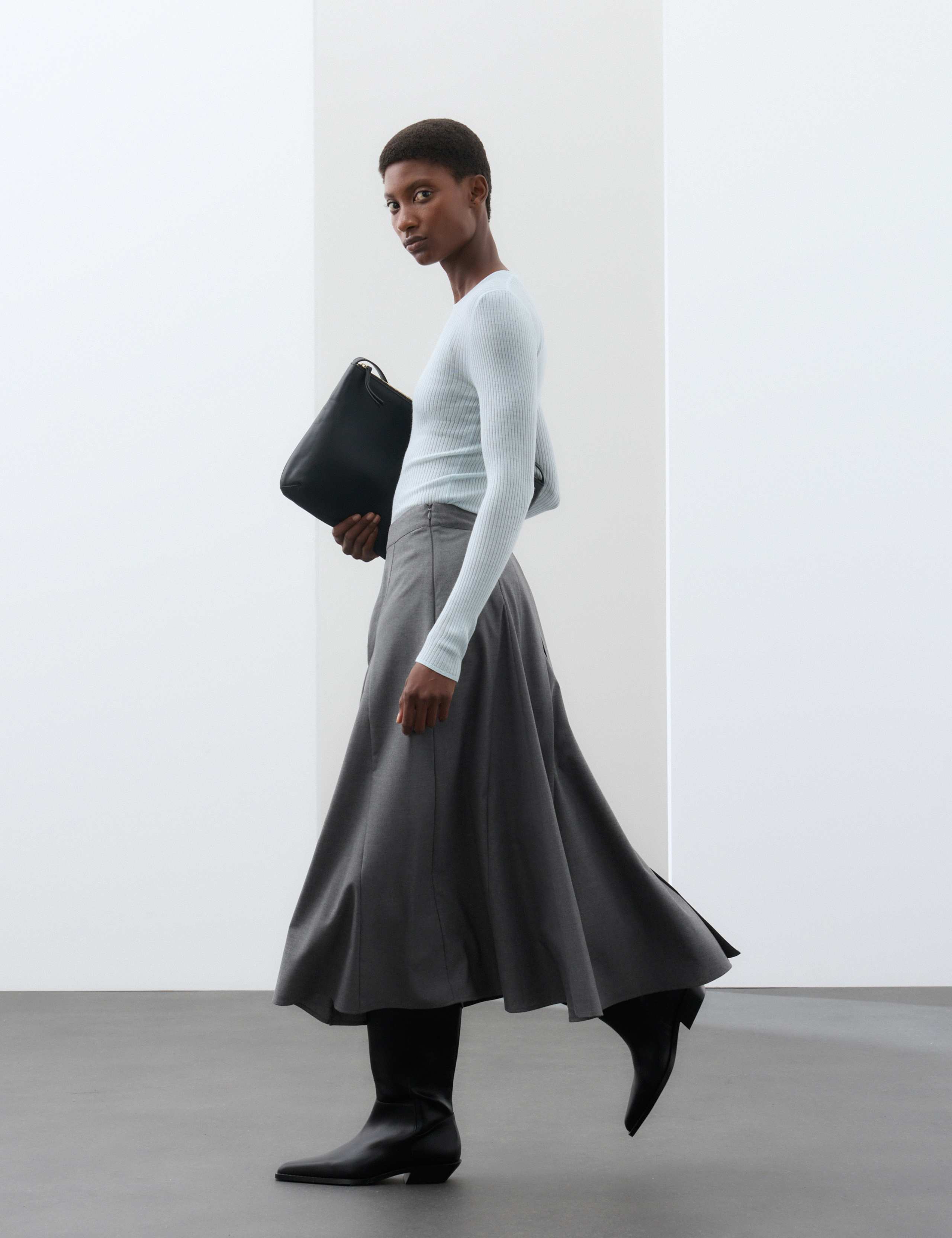 Pleated Midaxi Full Circle Skirt with Wool 6 of 7
