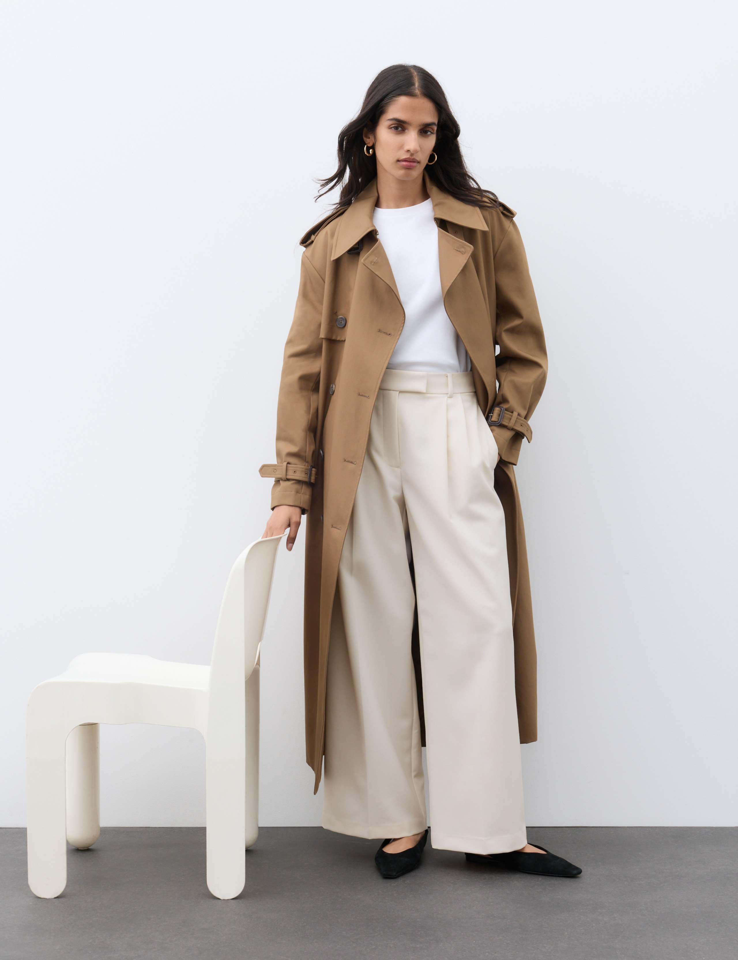 Wool Blend Tailored Wide Leg Trousers 1 of 6