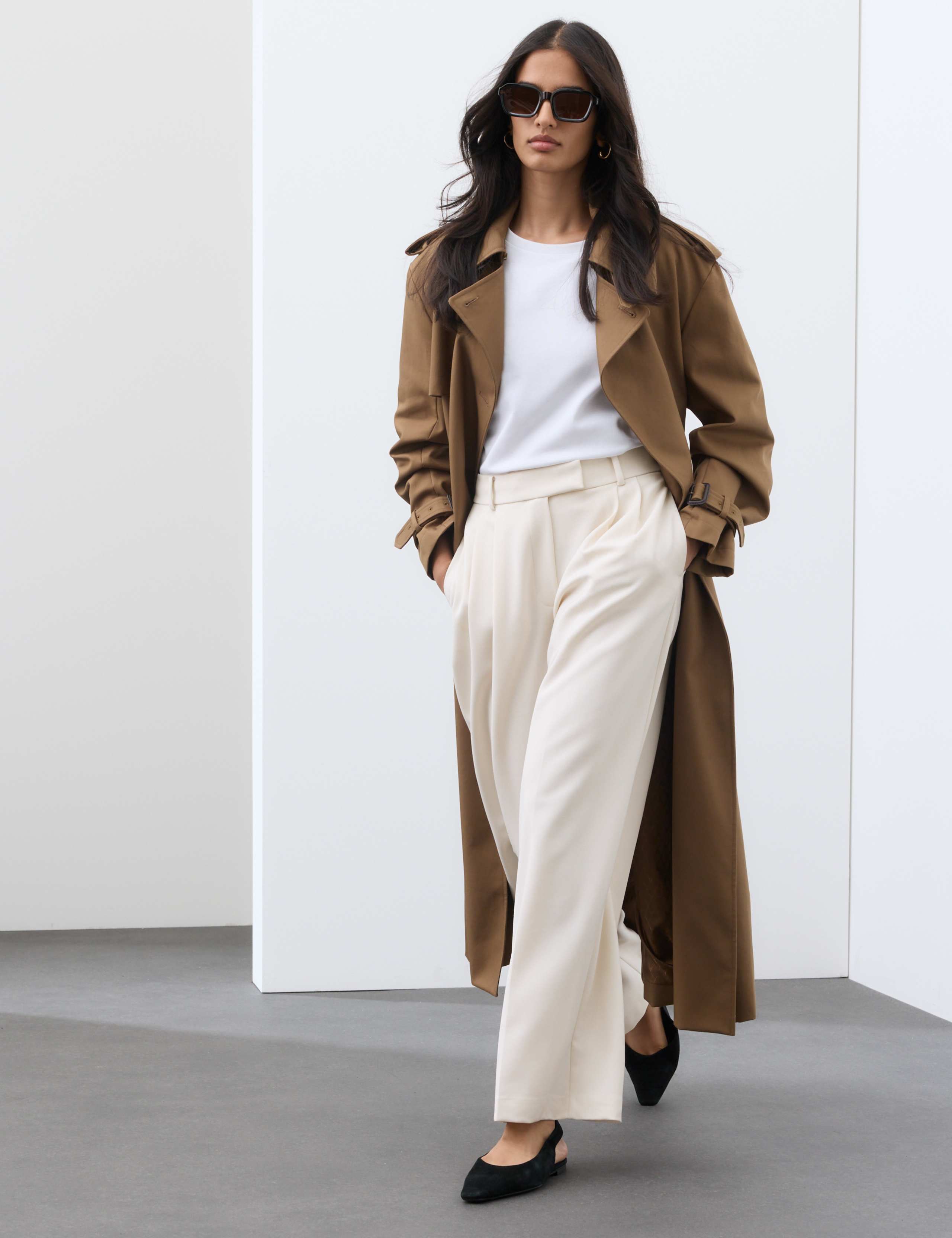 Wool Blend Tailored Wide Leg Trousers 3 of 6