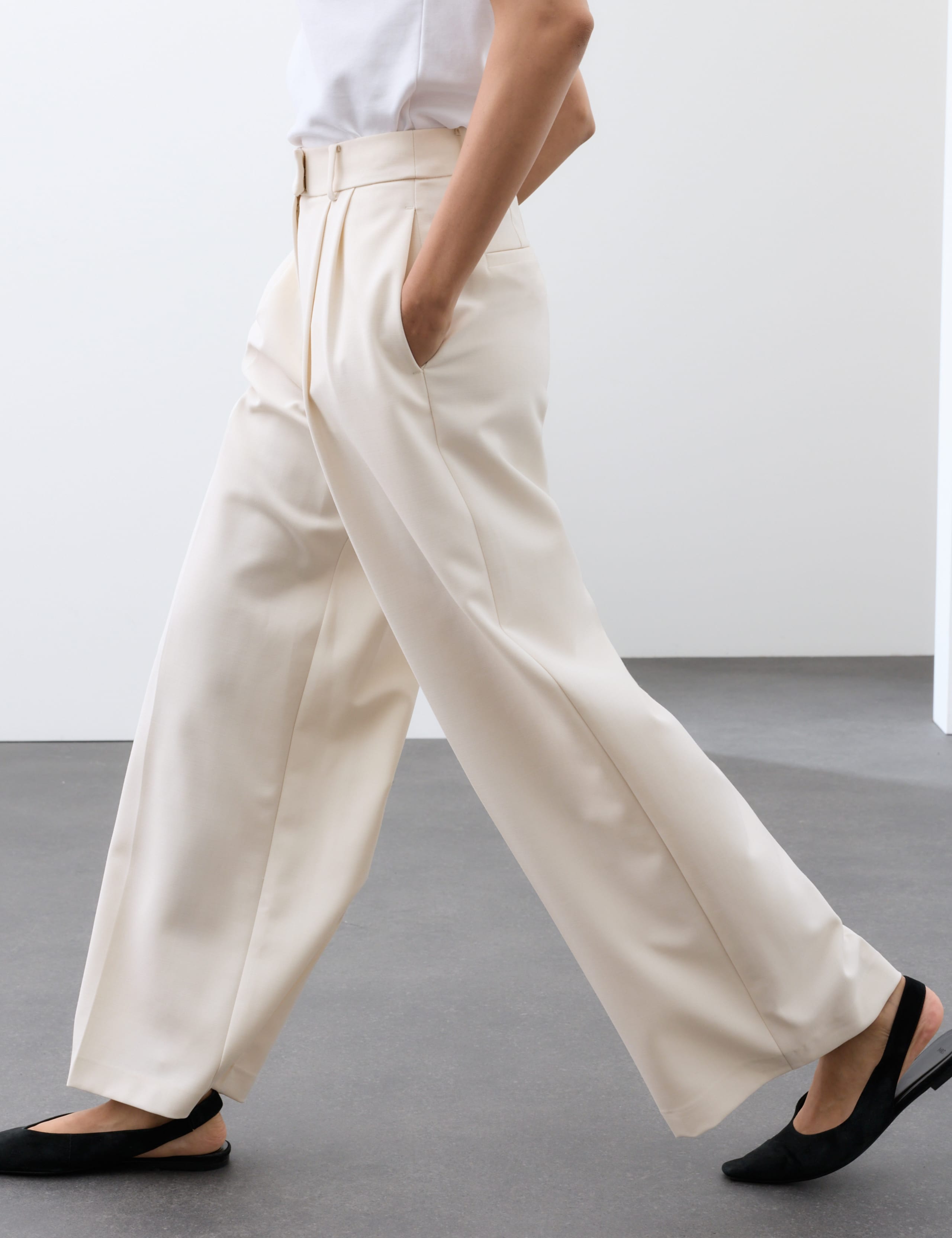 Wool Blend Tailored Wide Leg Trousers 4 of 6