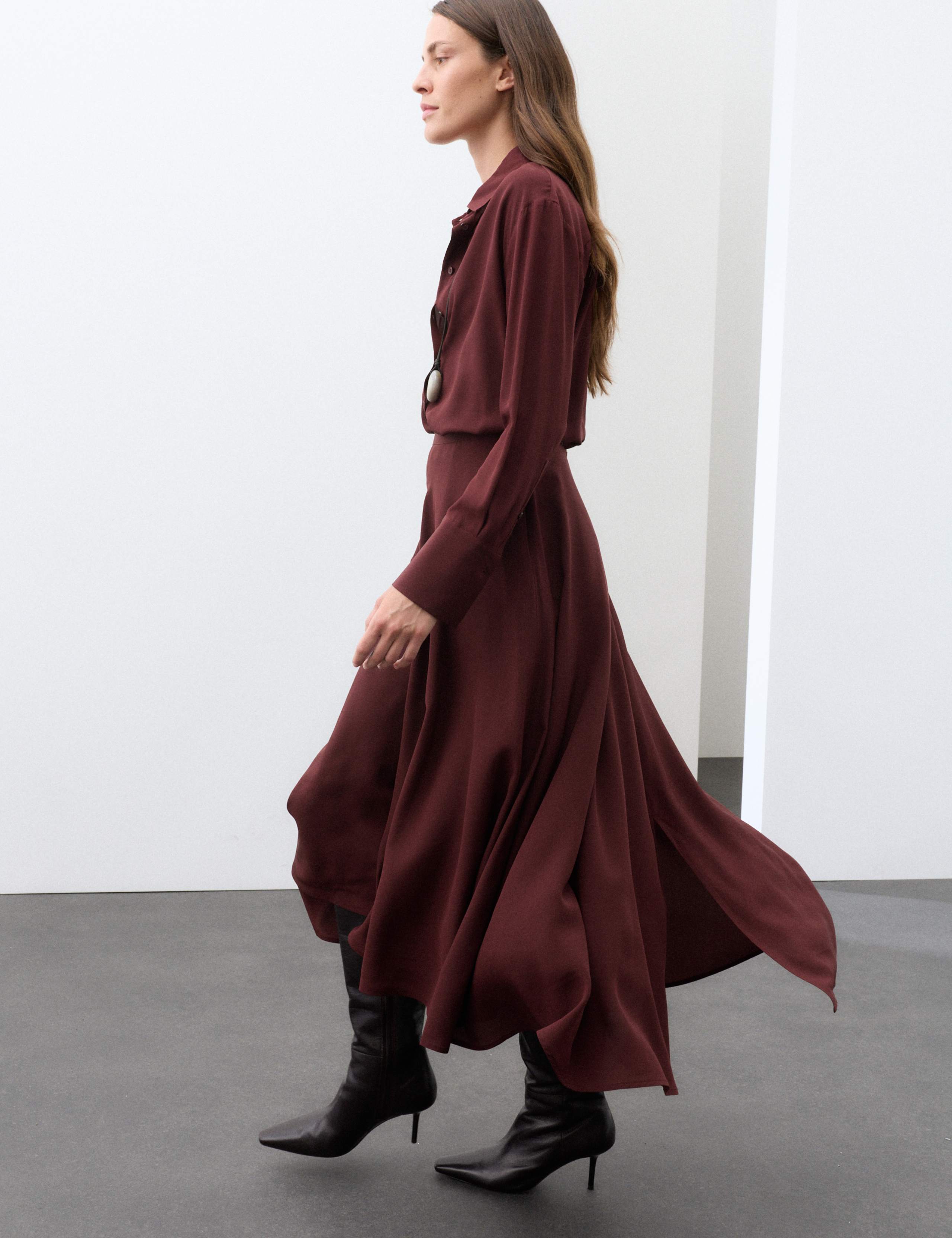 Pure Silk Midaxi Asymmetric Skirt 1 of 8