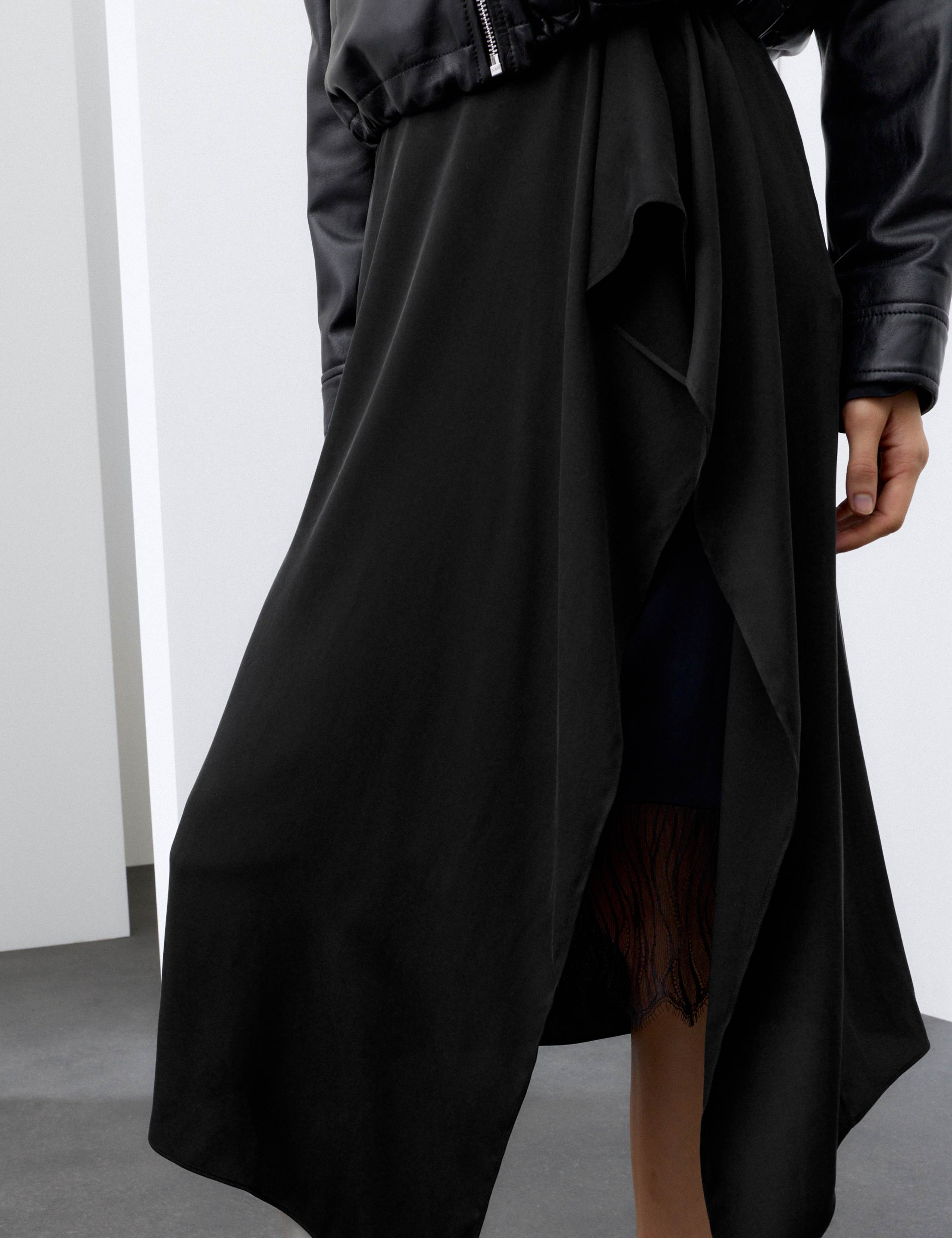 Silk Blend Lace Detail Midi Asymmetric Skirt 6 of 6