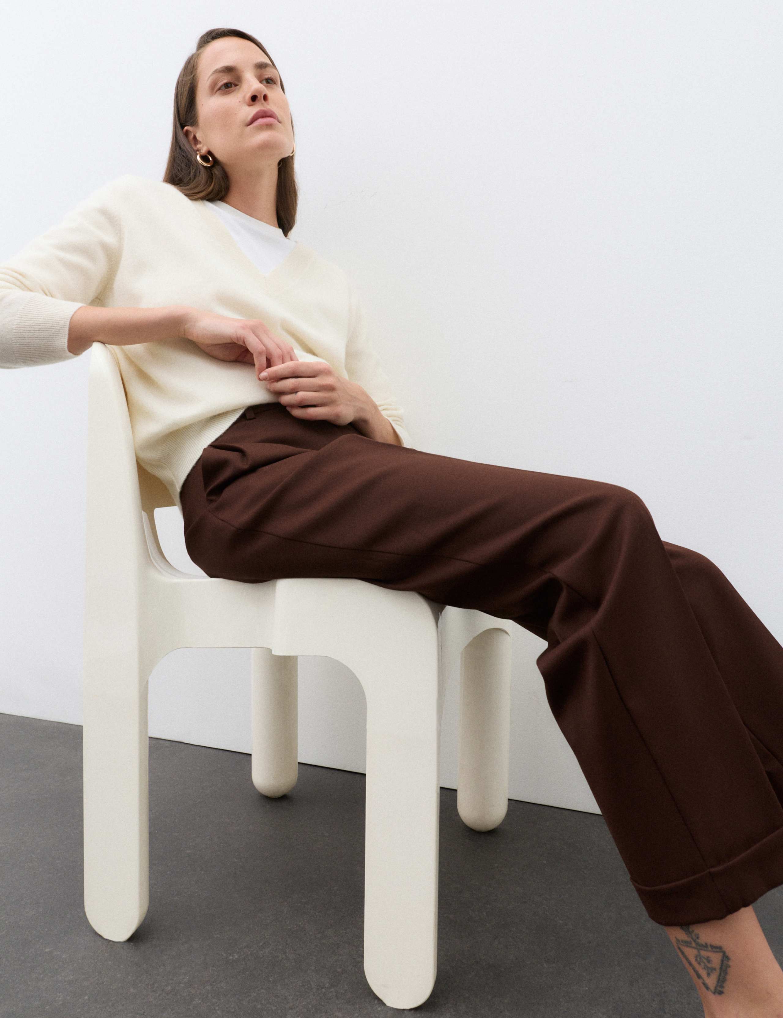 Wool Blend Tapered Leg Trousers 4 of 7