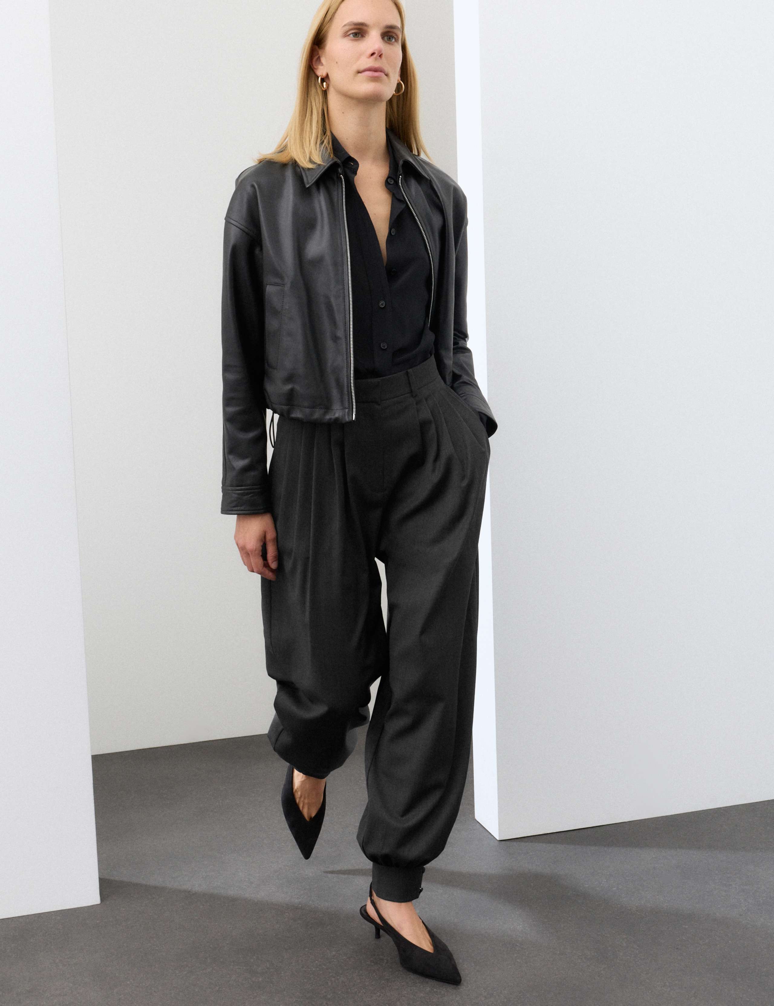 Wool Blend Tailored Balloon Trousers 1 of 6