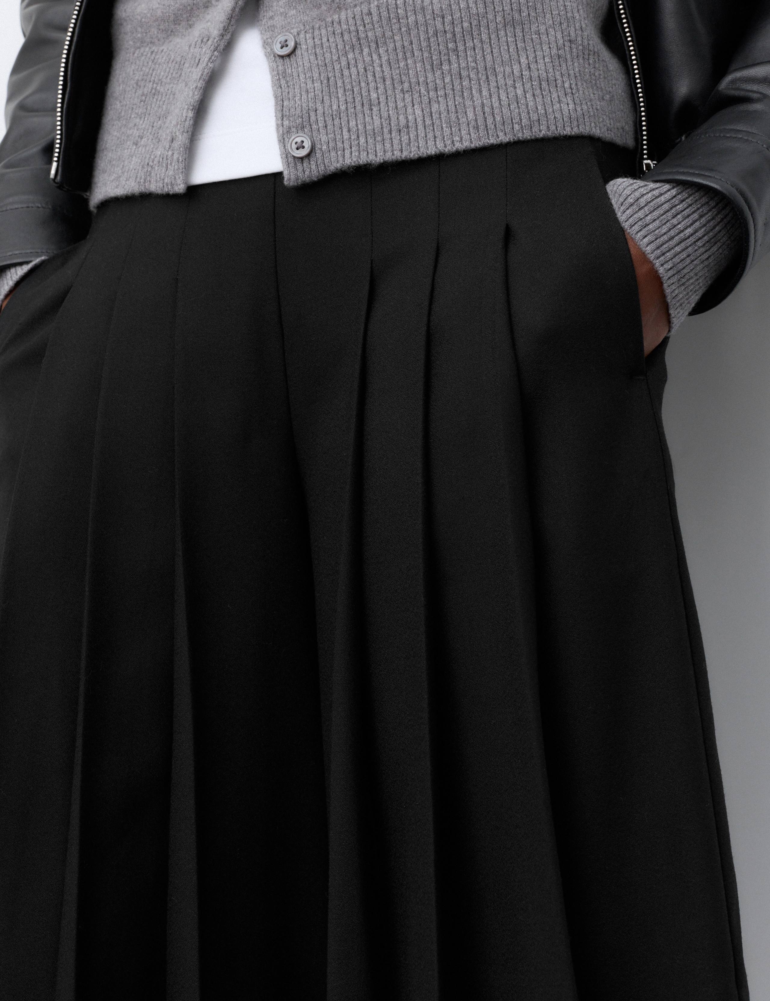 Wool Blend Pleated Wide Leg Culottes 5 of 6