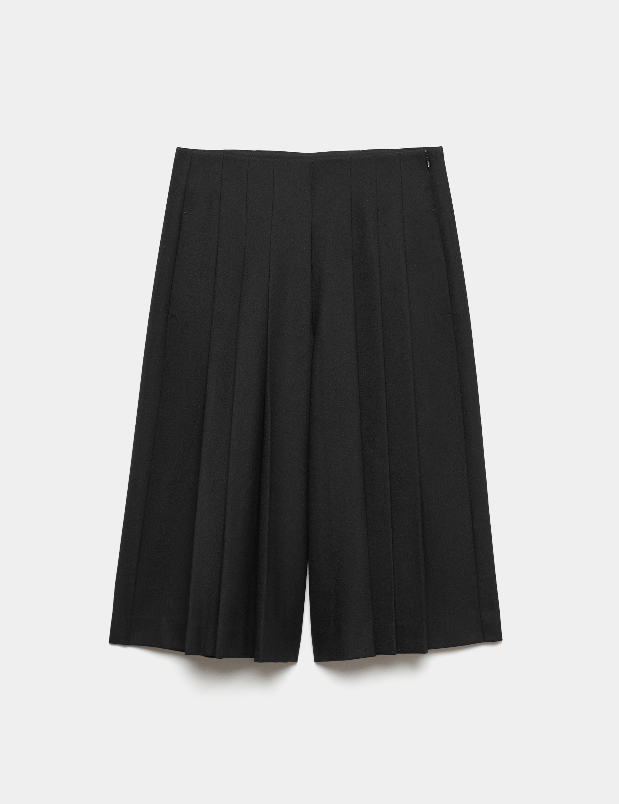 Wool Blend Pleated Wide Leg Culottes 2 of 6