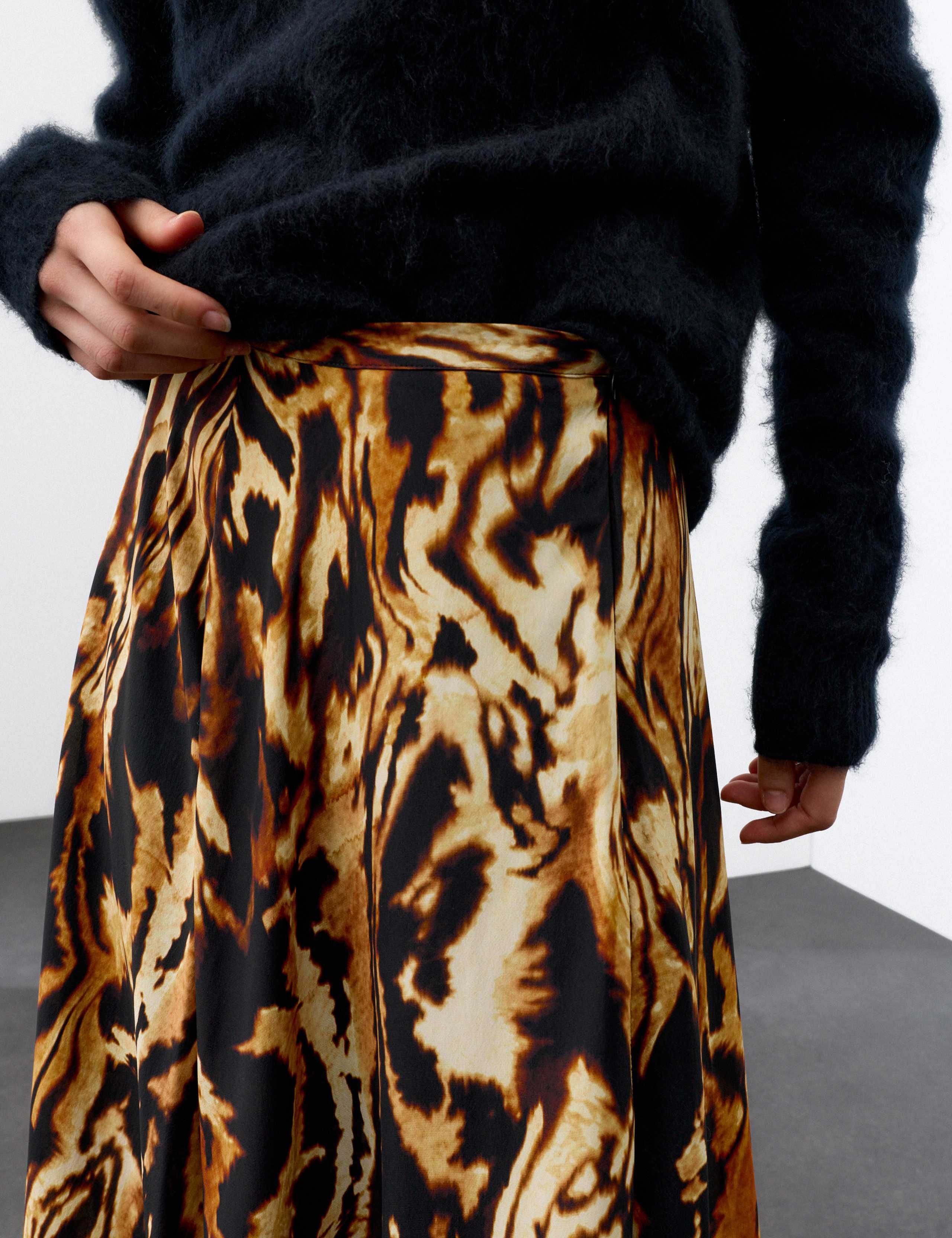 Animal Print Asymmetric Midi Skirt with Silk 5 of 7