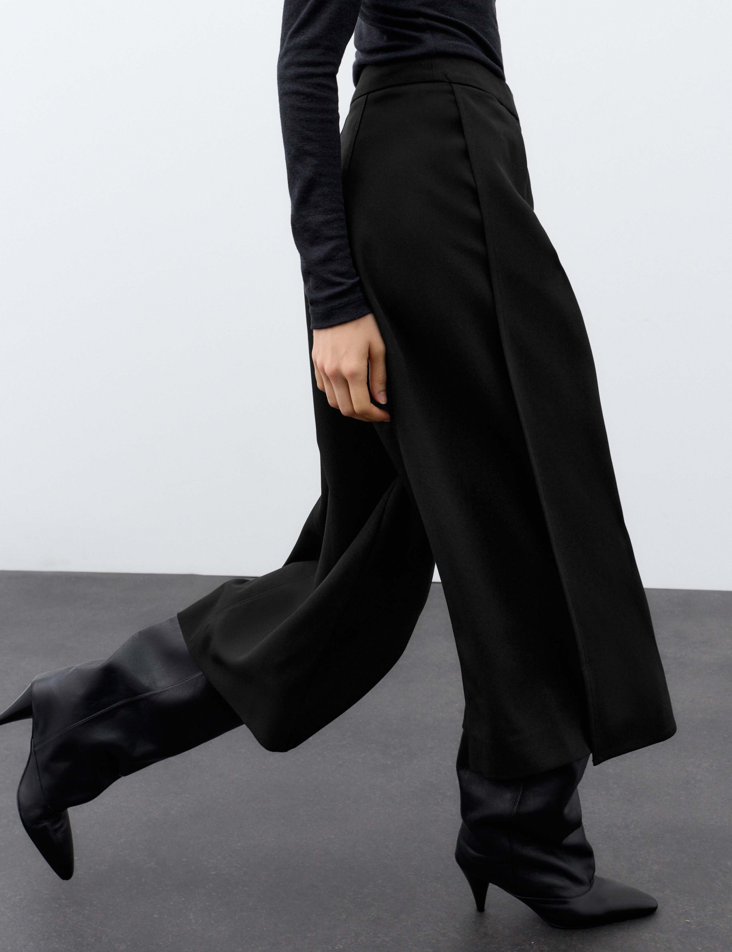Woven High Rise Side Split Wide Leg Culottes 7 of 7